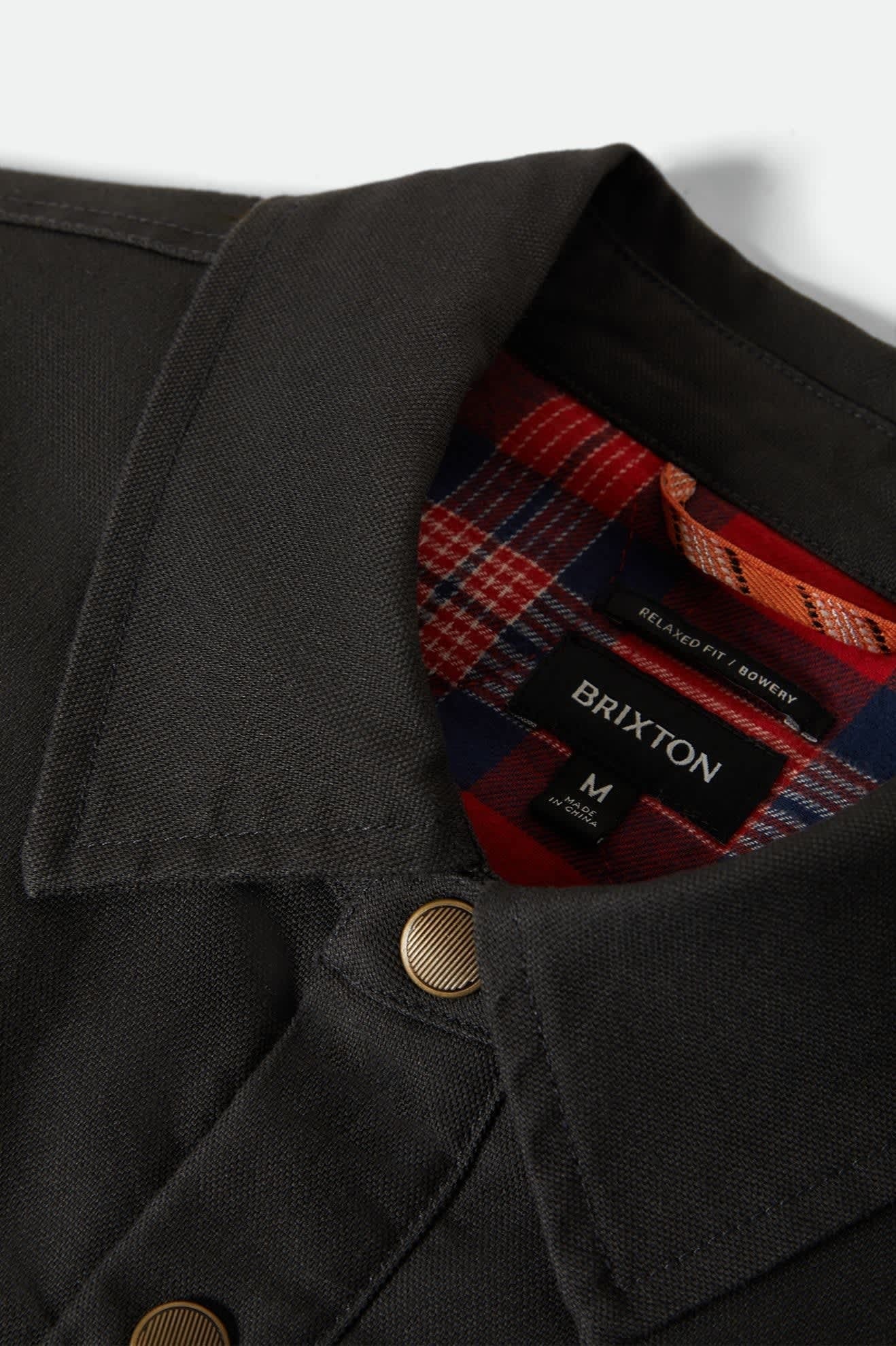 Builders Stretch Flannel Lined Jacket - Washed Black/Red