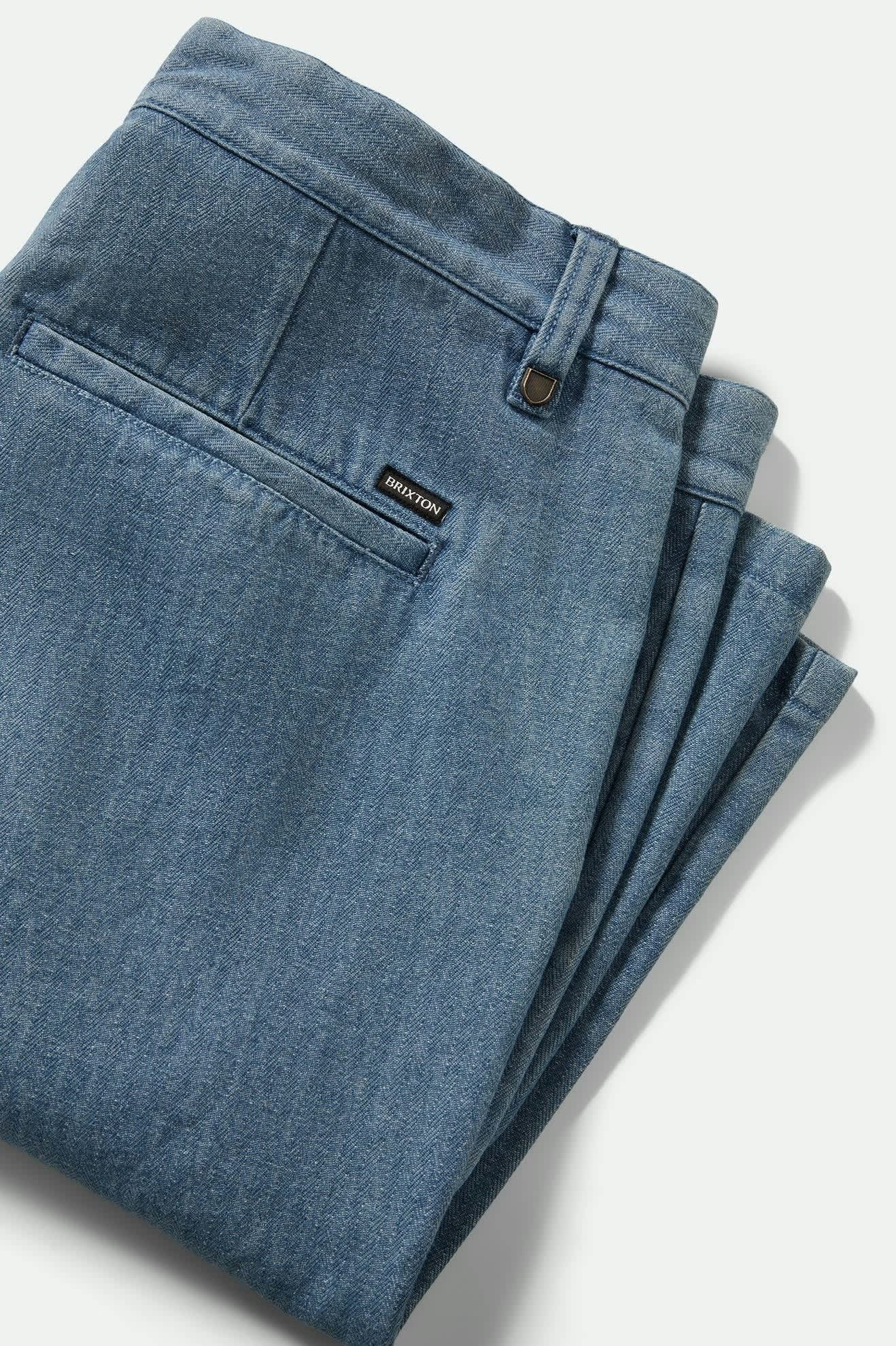 Choice Chino Baggy Short - Light Wash Denim Herringbone