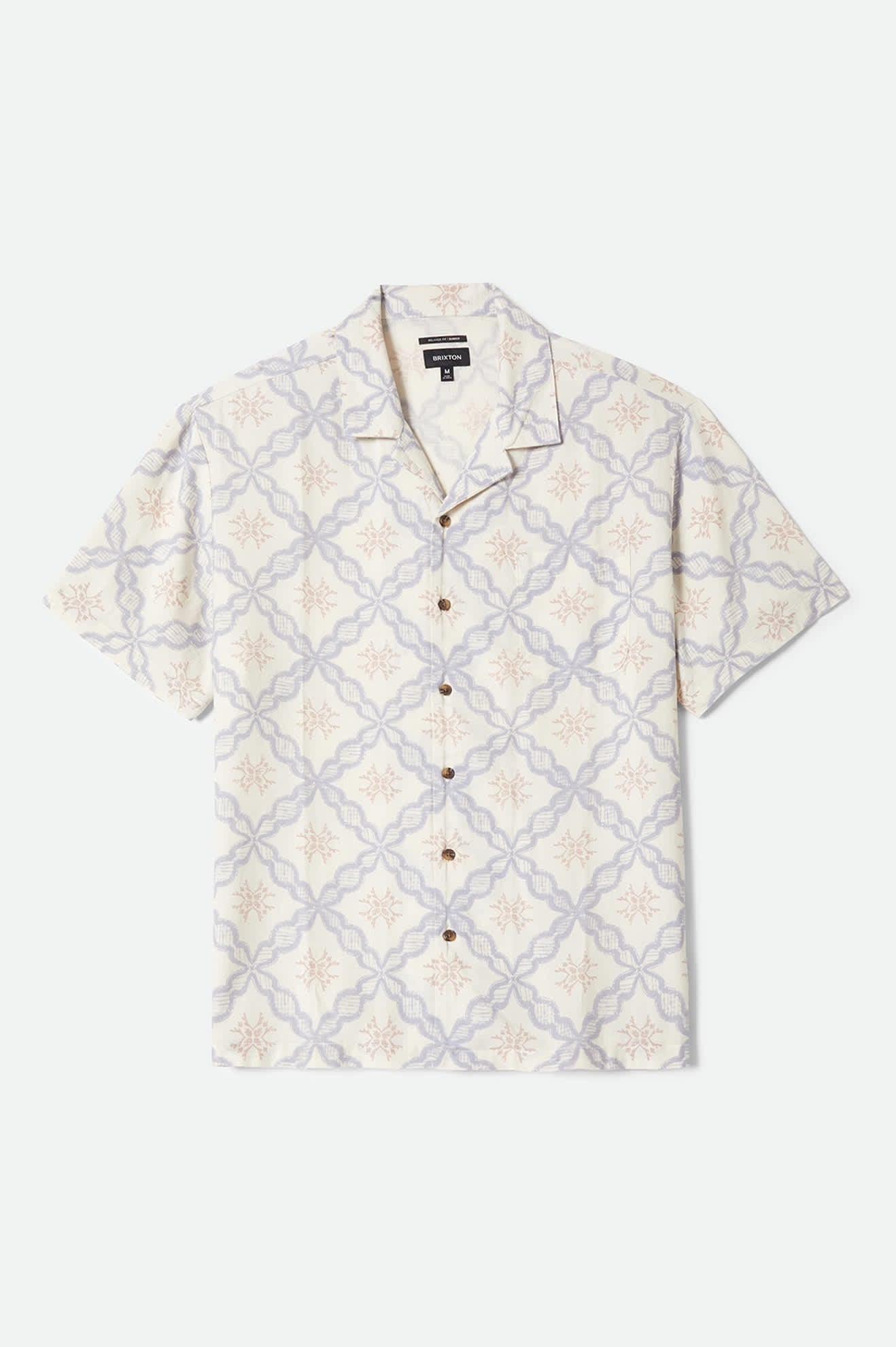 Bunker Slub Short Sleeve Shirt - Off White/Blue Tile