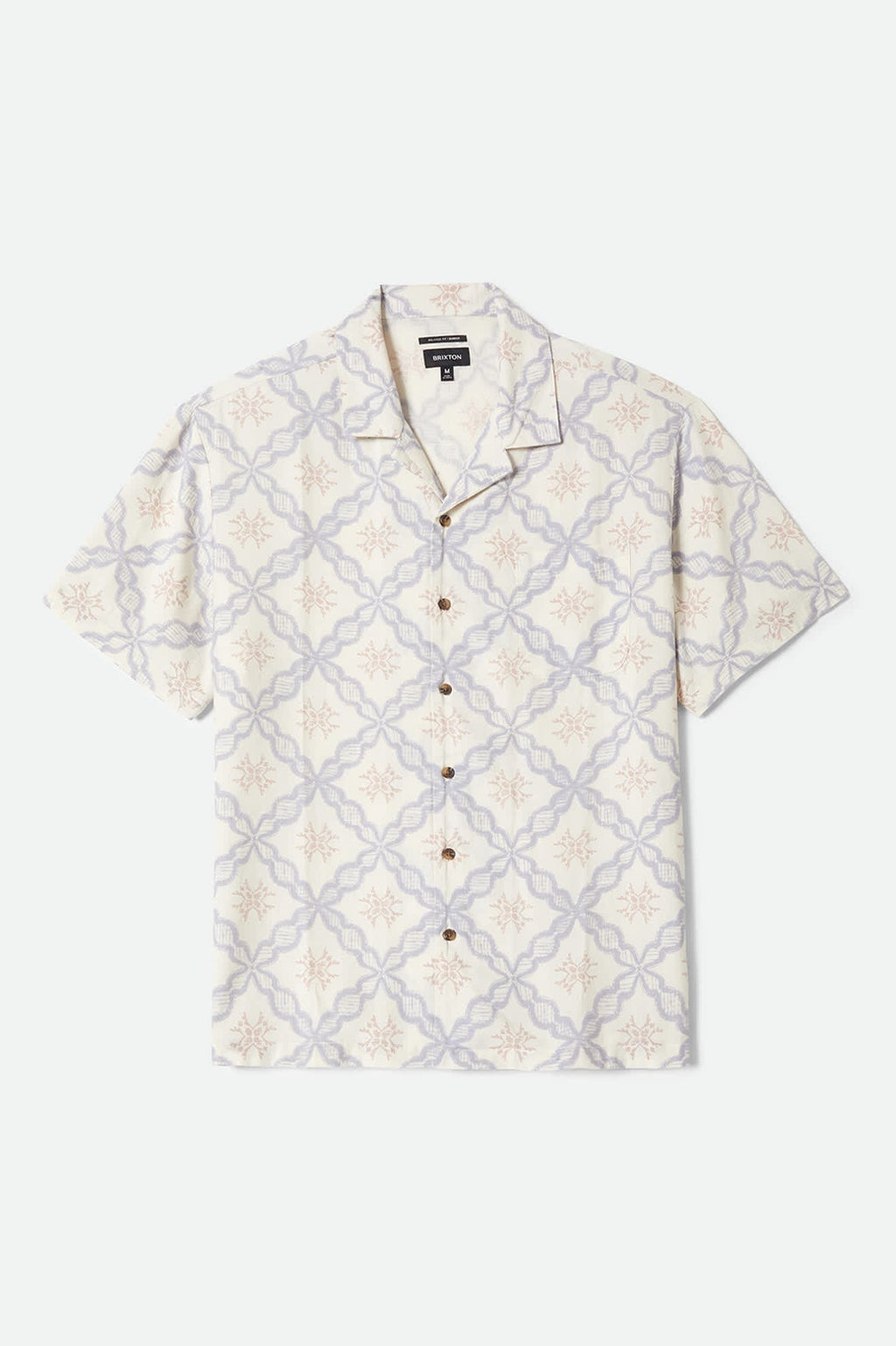 Bunker Slub Short Sleeve Shirt - Off White/Blue Tile