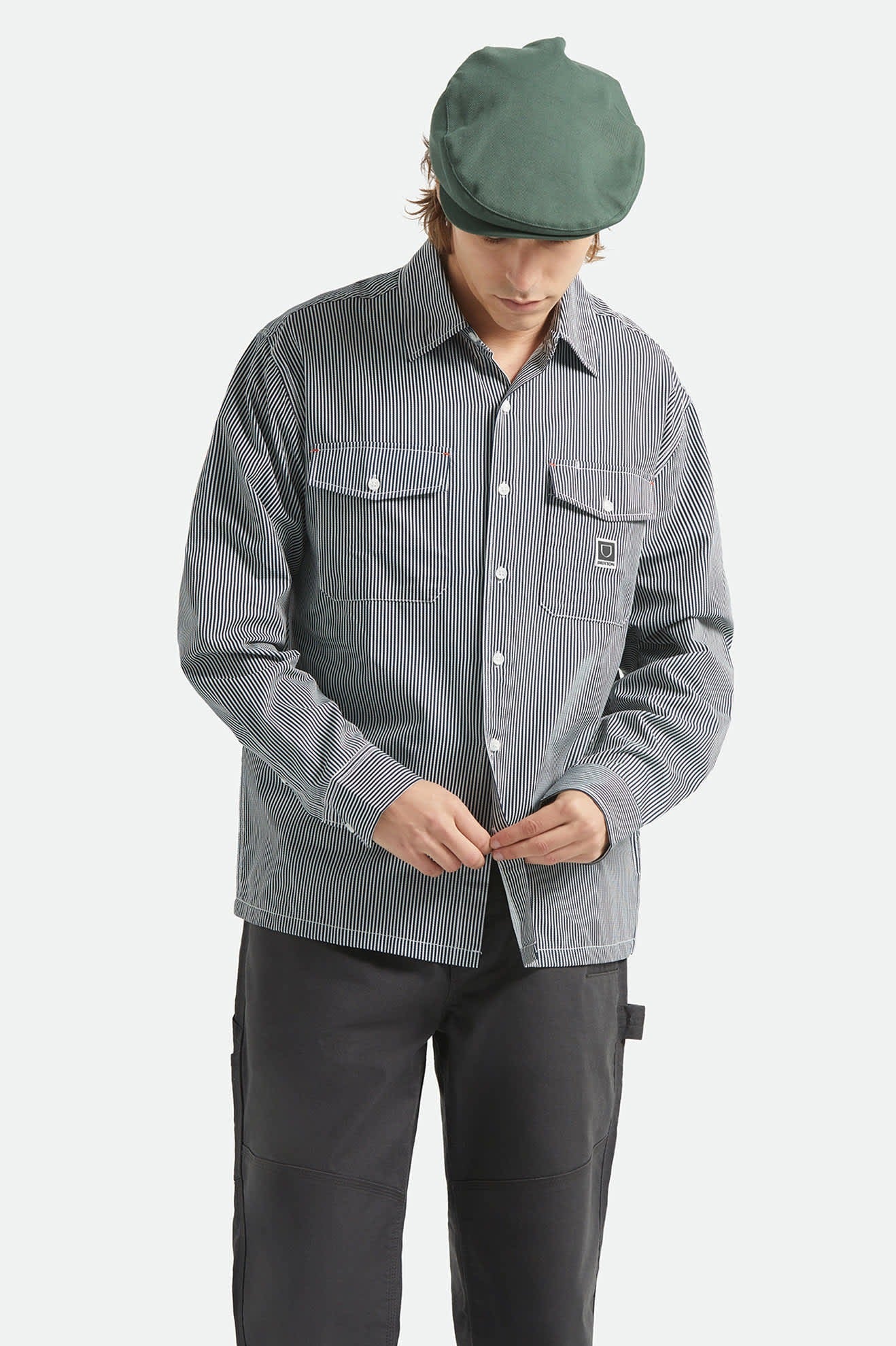 Journey Lightweight Long Sleeve Shirt - Navy/White Stripe