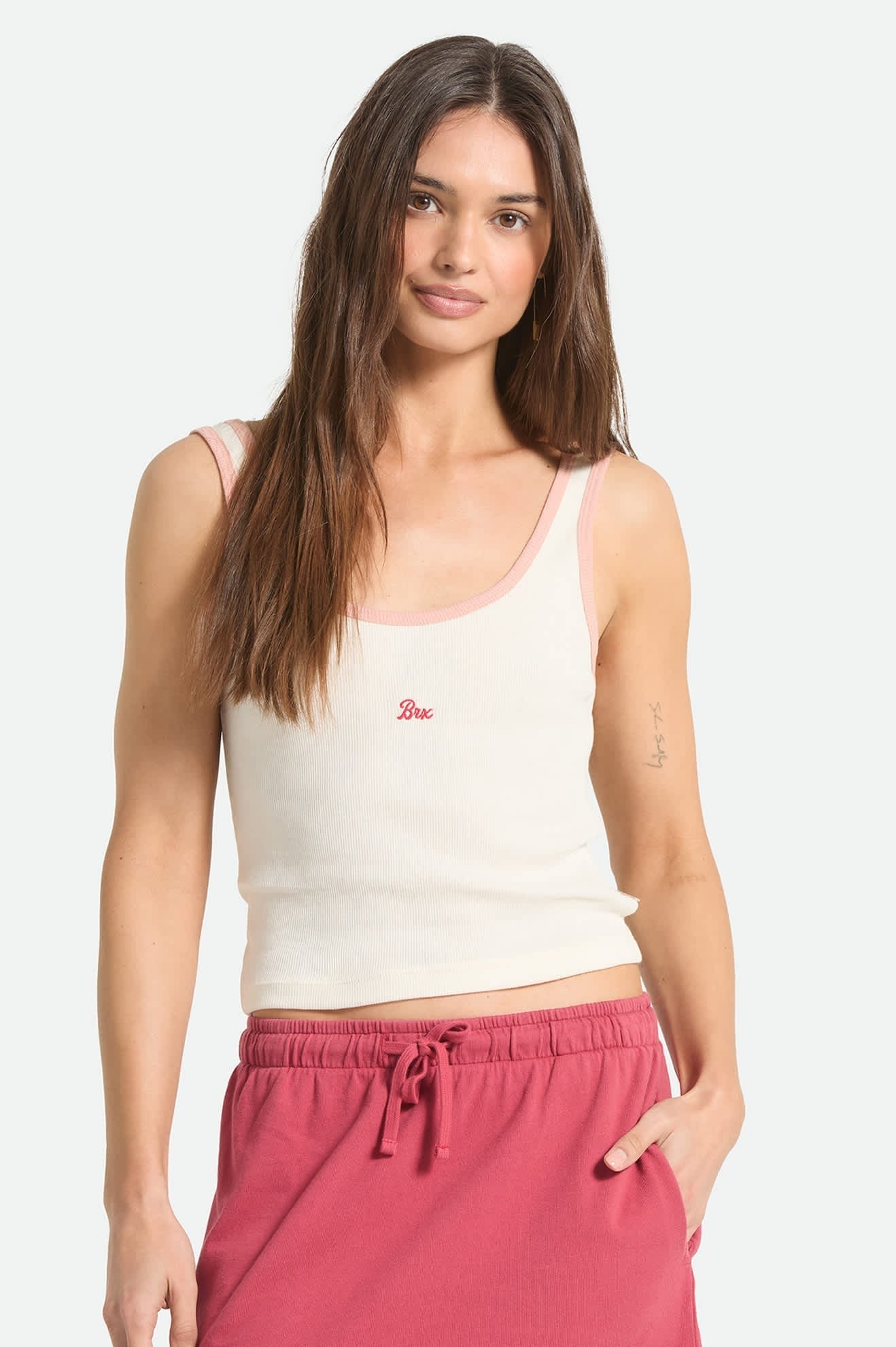 Ringer Organic A-Tank - Off White/Silver Pink
