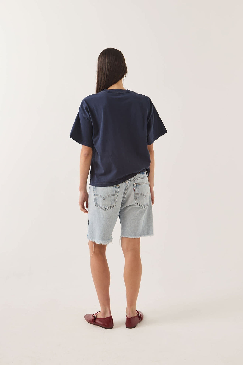 Cherryland Boxy Cropped Crew - Washed Navy