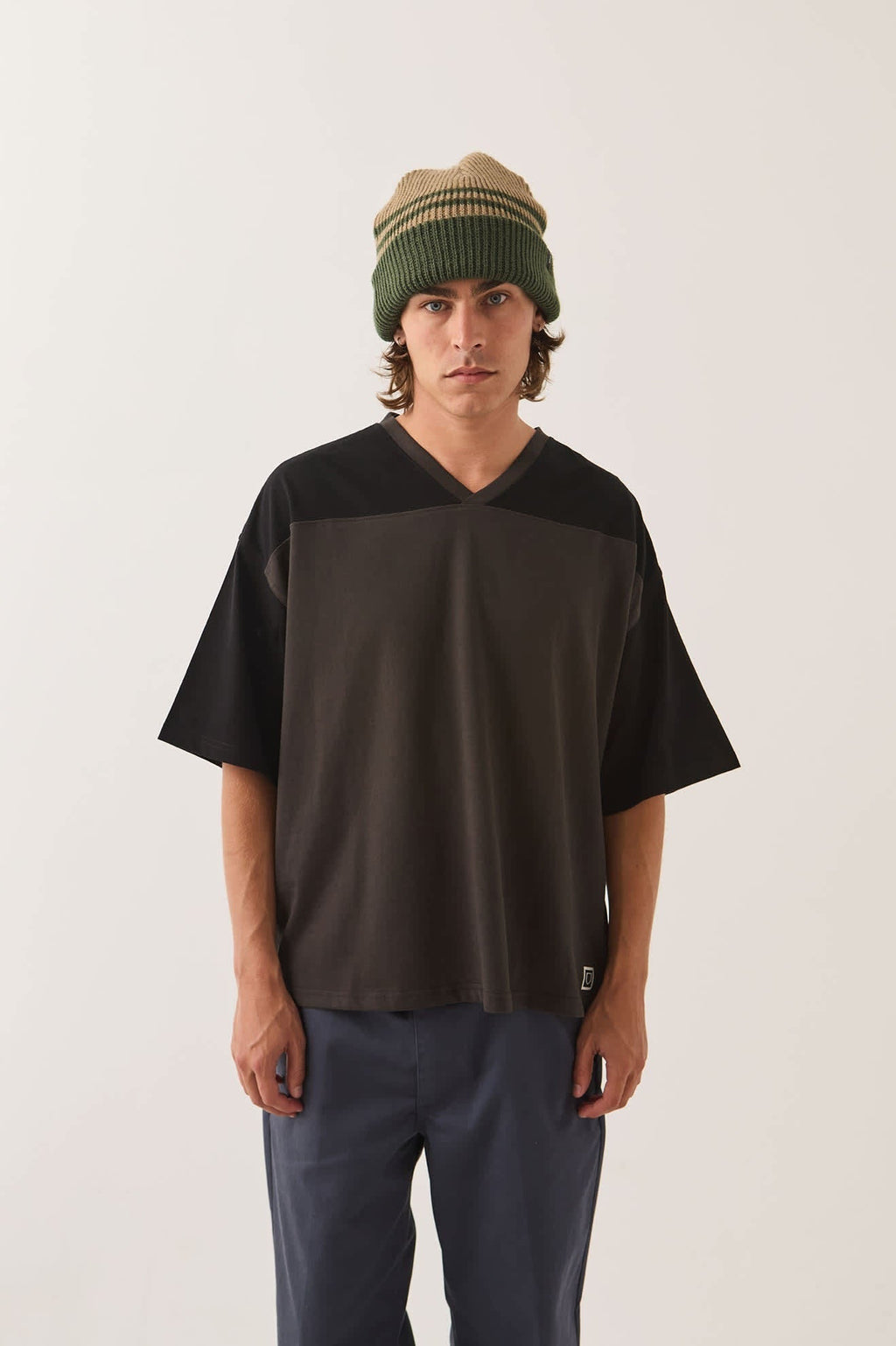 Brixton Football T-Shirt - Black/Washed Black