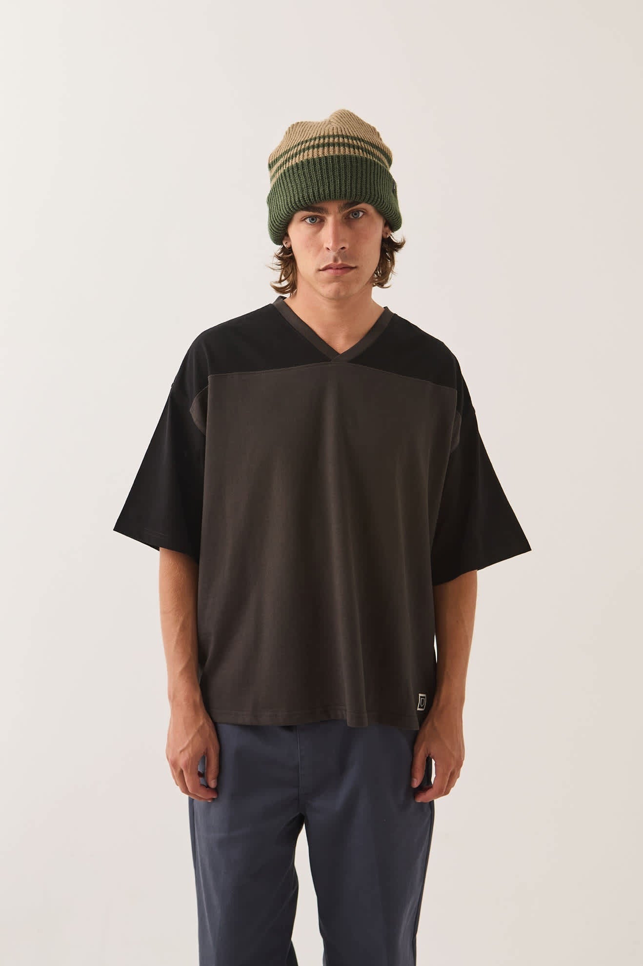 Brixton Football T-Shirt - Black/Washed Black