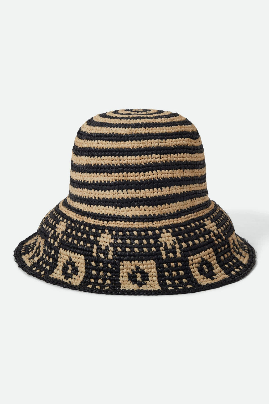 Redding Packable Straw Bucket Hat - Black/Natural