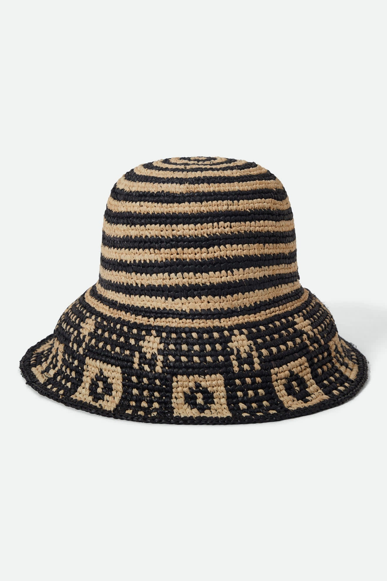 Redding Packable Straw Bucket Hat - Black/Natural