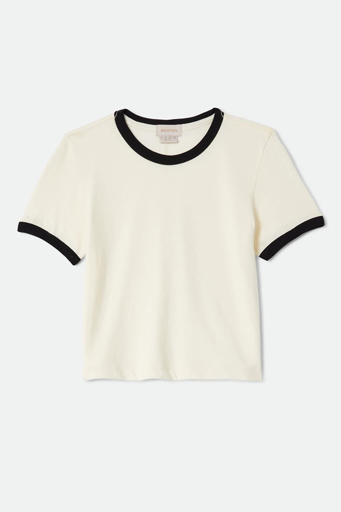 Carefree Organic Garment Dye Ringer T-Shirt - Off White/Black