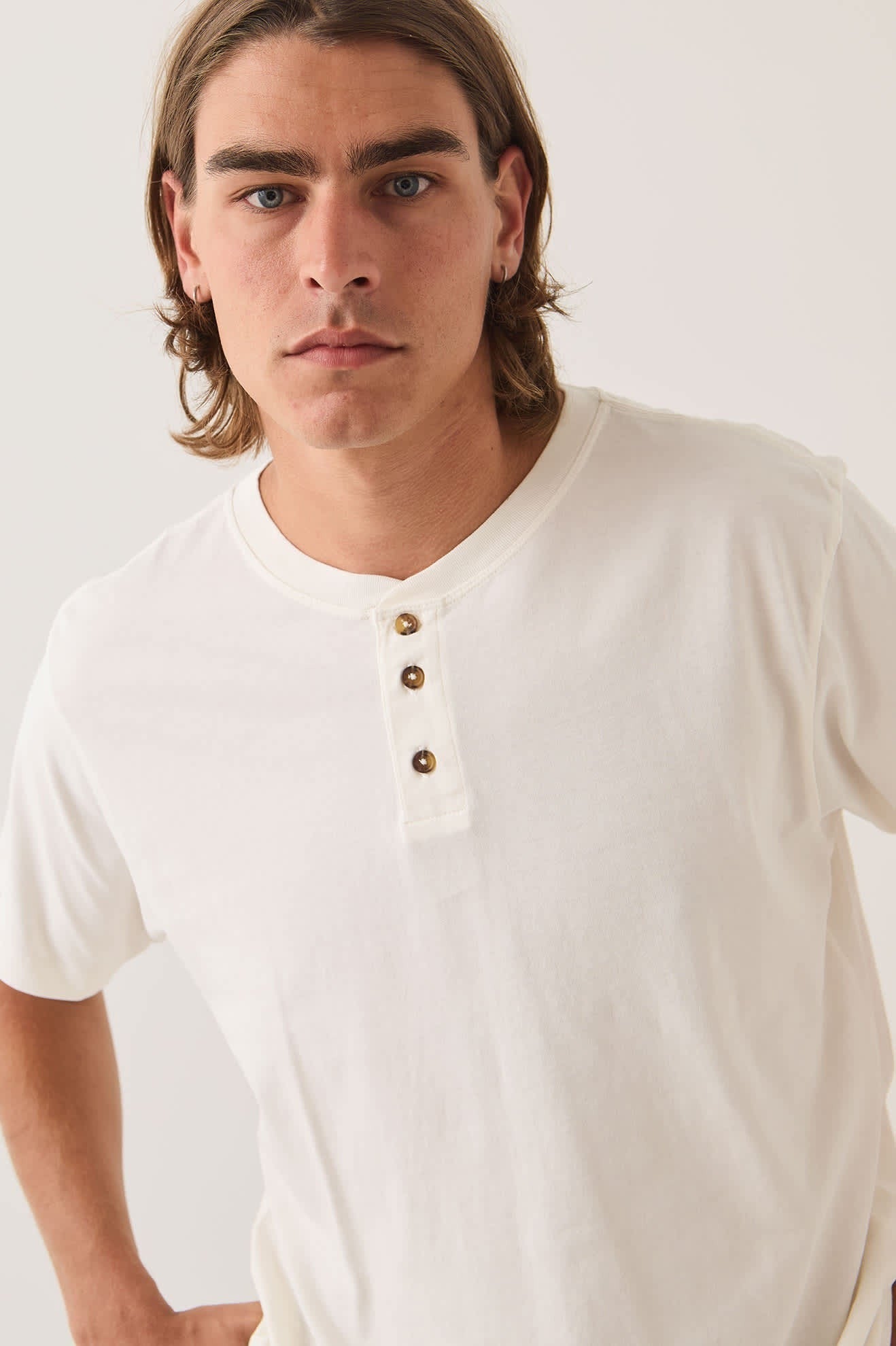 Brixton Baseline Henley T-Shirt - Off White Vintage Wash