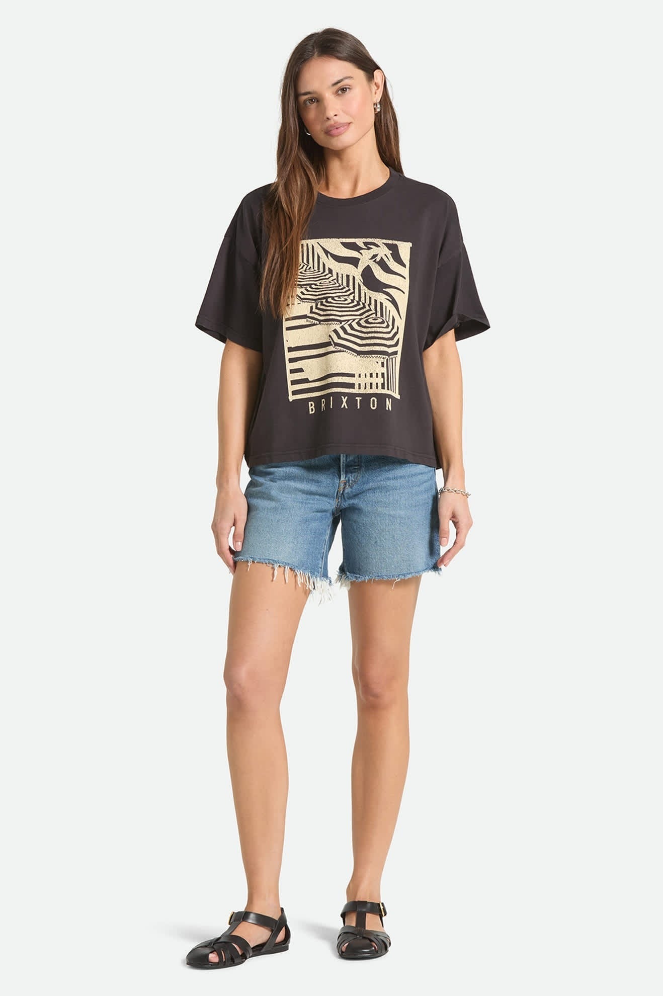 Poolside Boxy Crew T-Shirt - Washed Black
