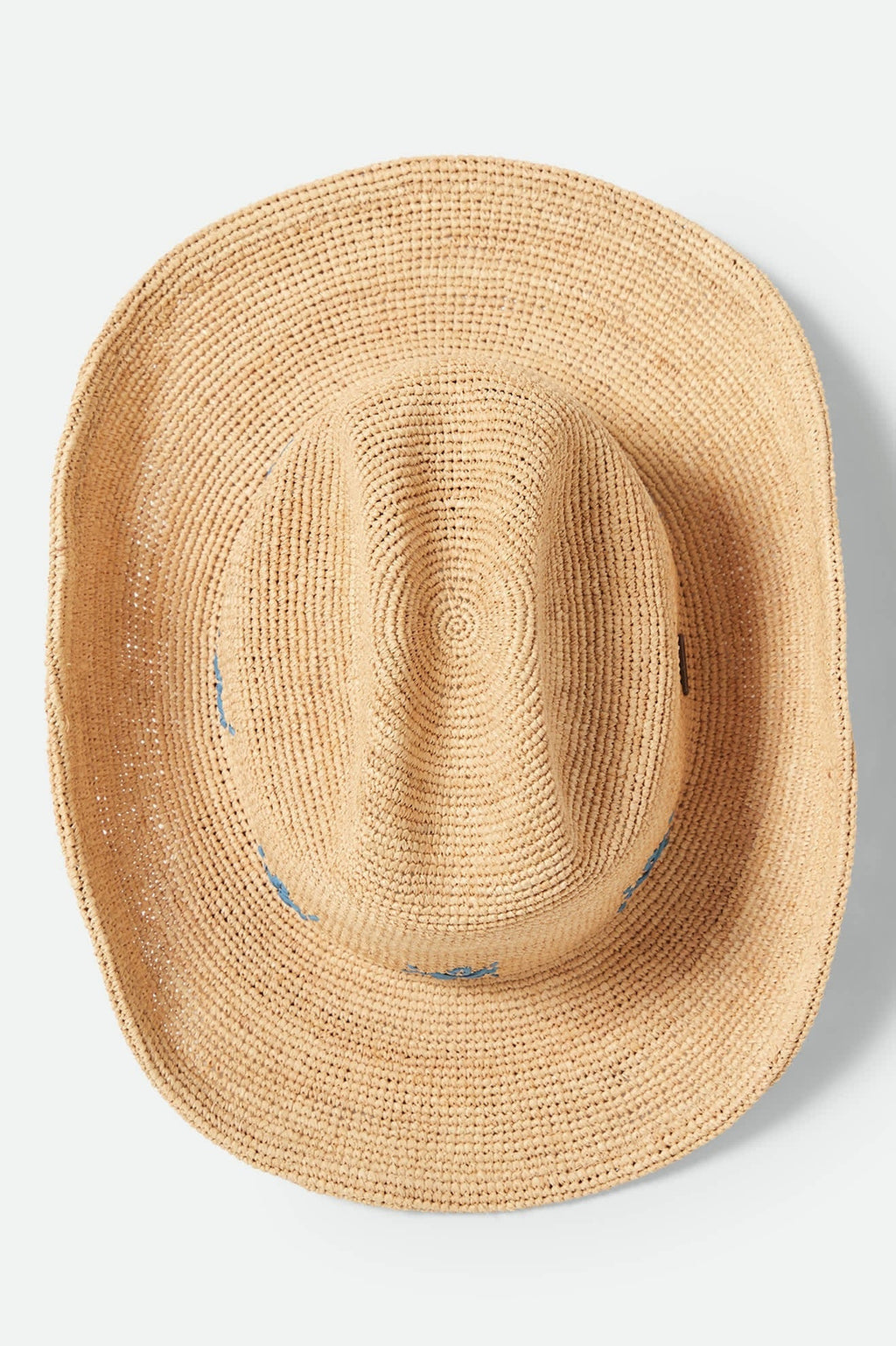 Odessa Straw Packable Cowboy Hat - Tan/Sunrise Blue