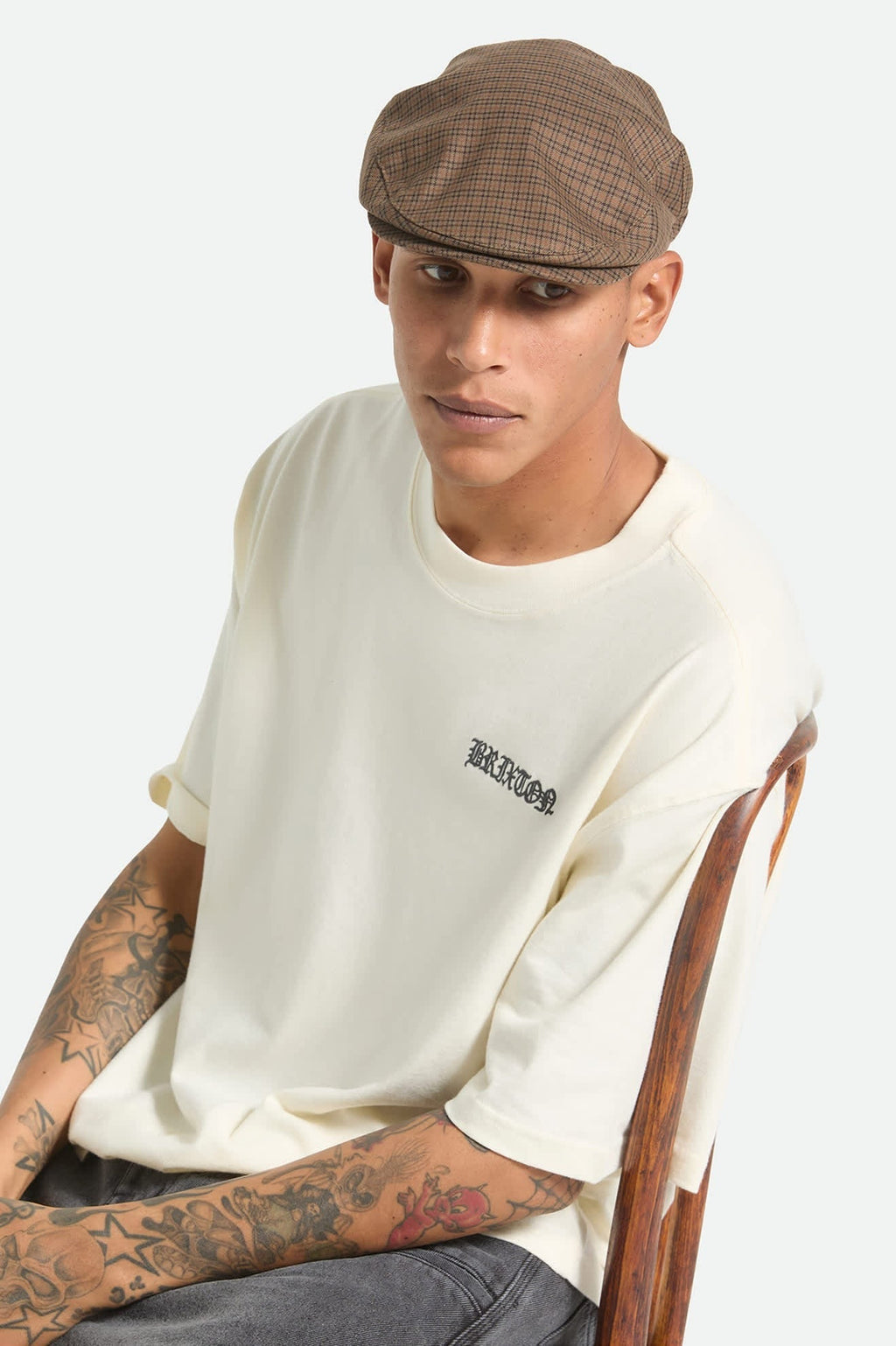 Hooligan Lightweight Flat Cap - Grey/Brown/Gold