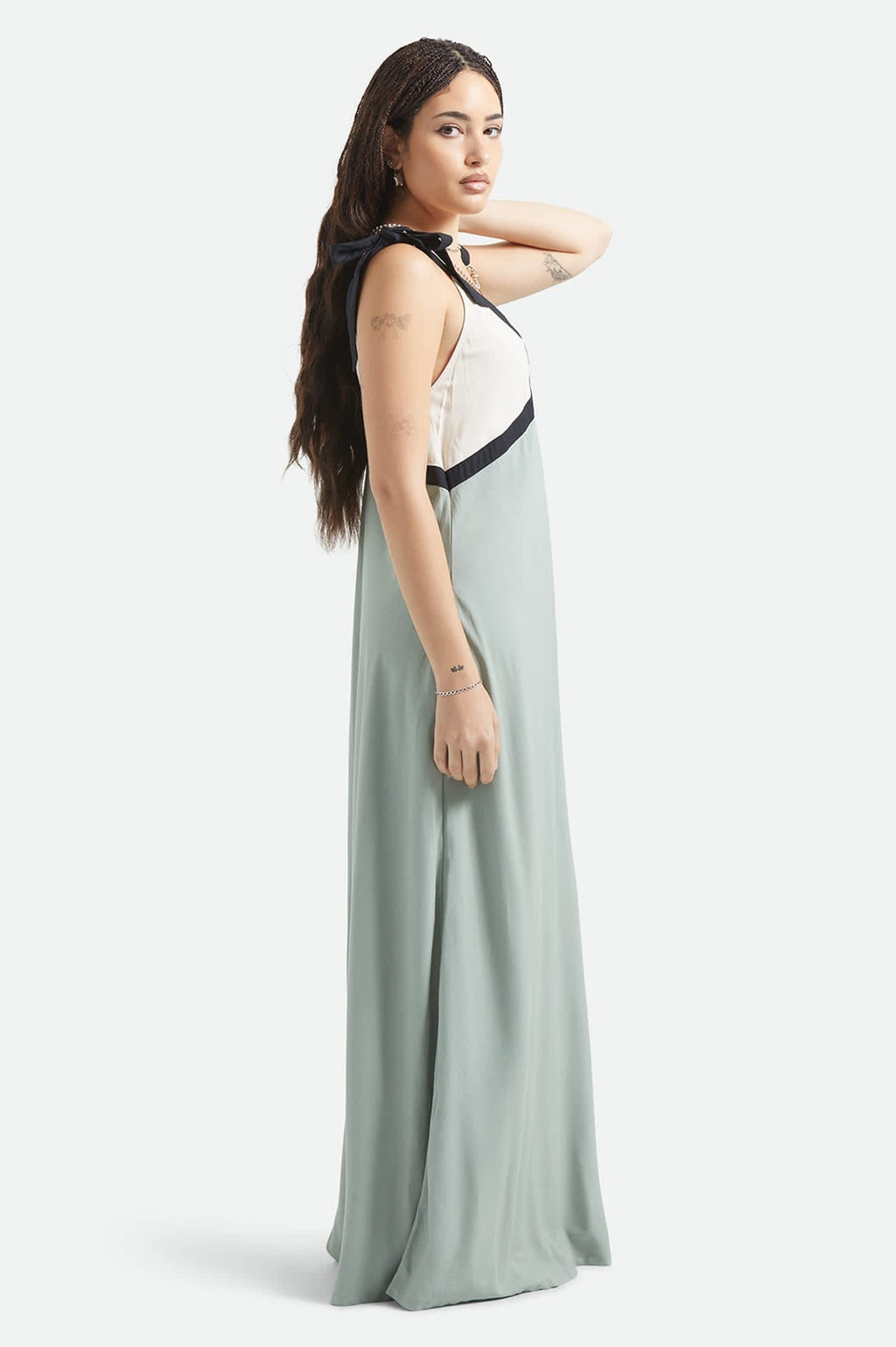 Sunset Tie Slip Dress - Sage Green/Whitecap
