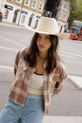 Bowery Crop Women's Overshirt - Soft Tan Window Plaid