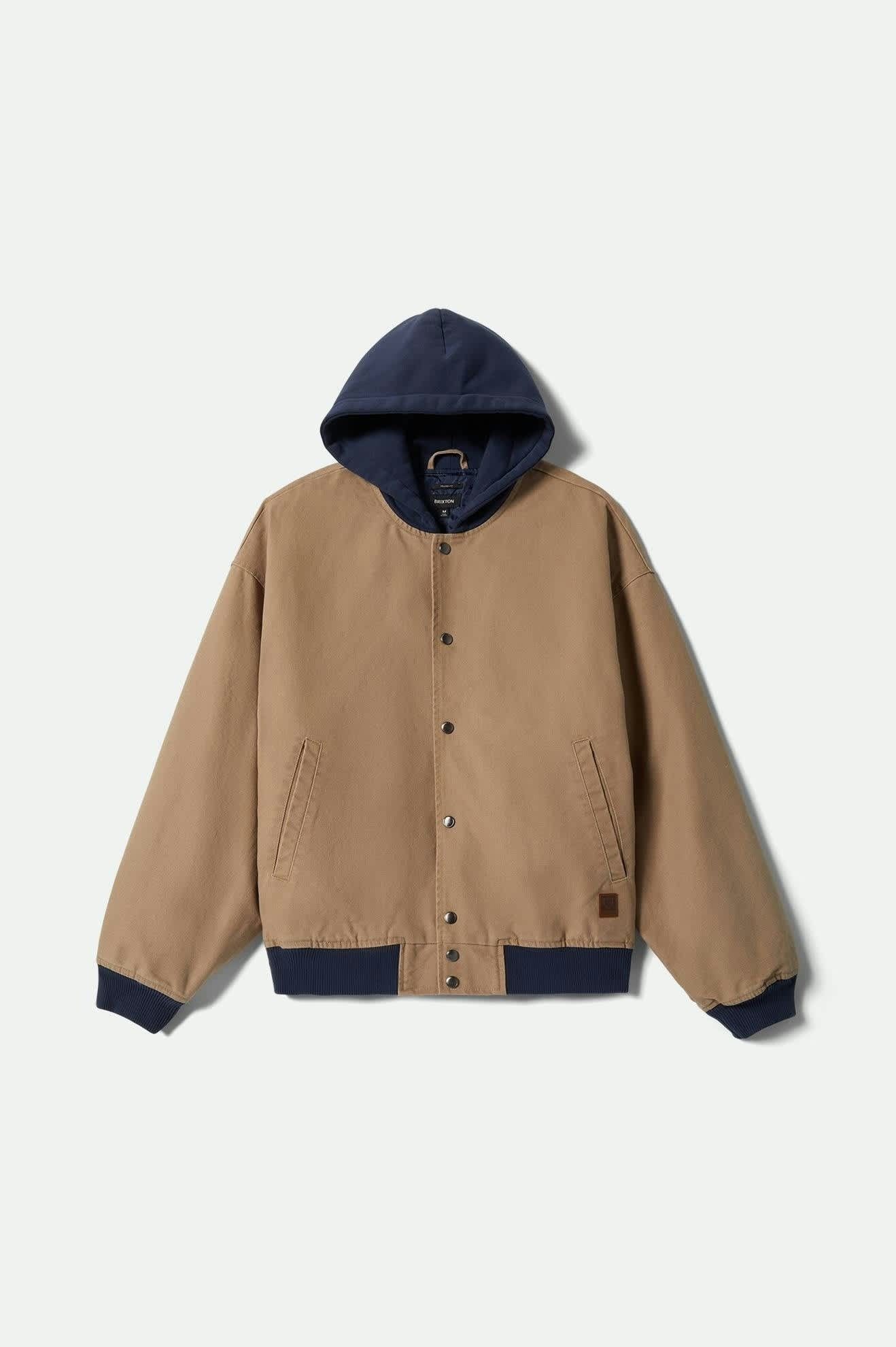 Canvas Hooded Bomber Jacket - Khaki/Mood Indigo