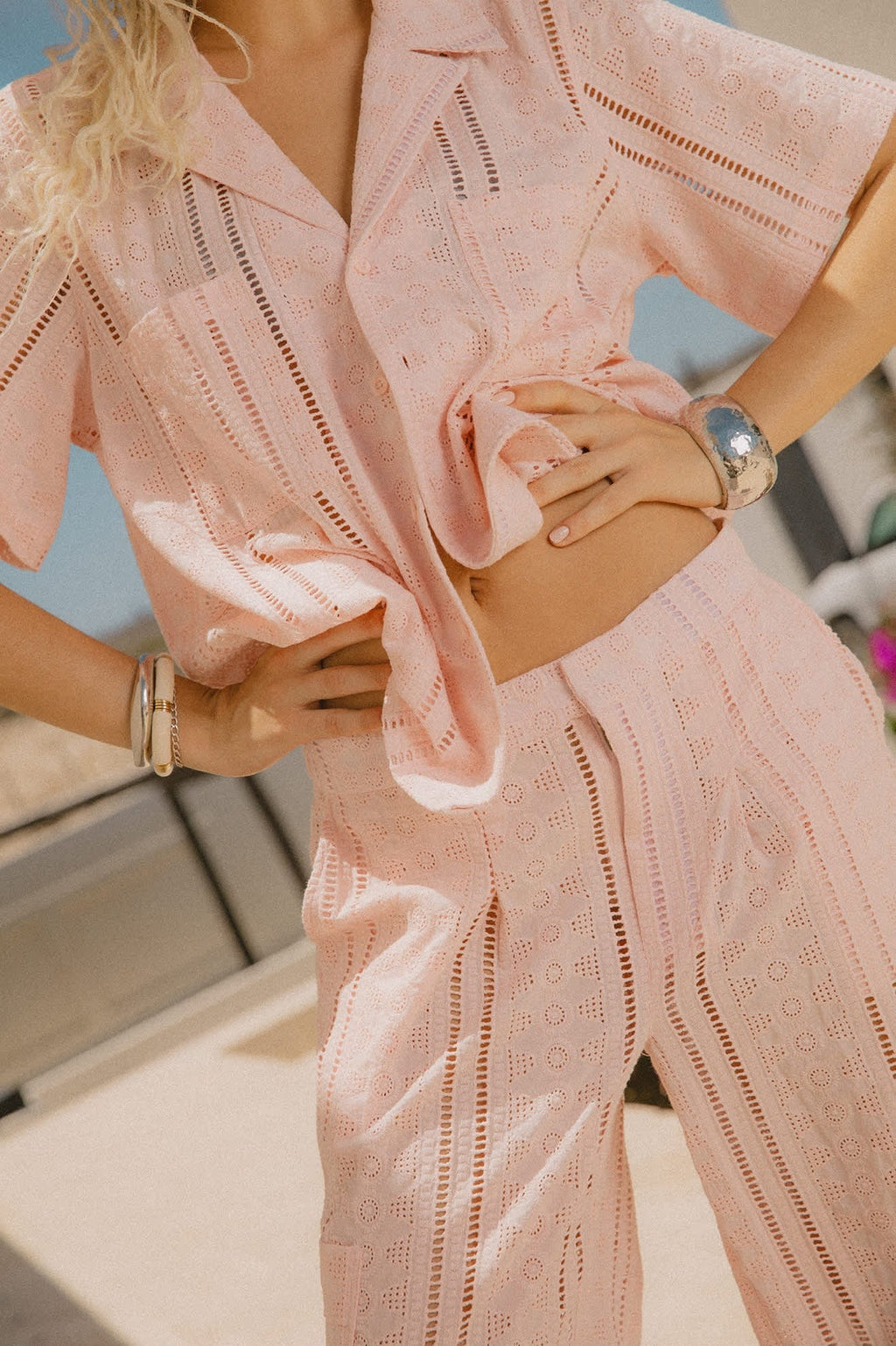 The Mercer Wide Leg Trouser Pant - Chalk Pink