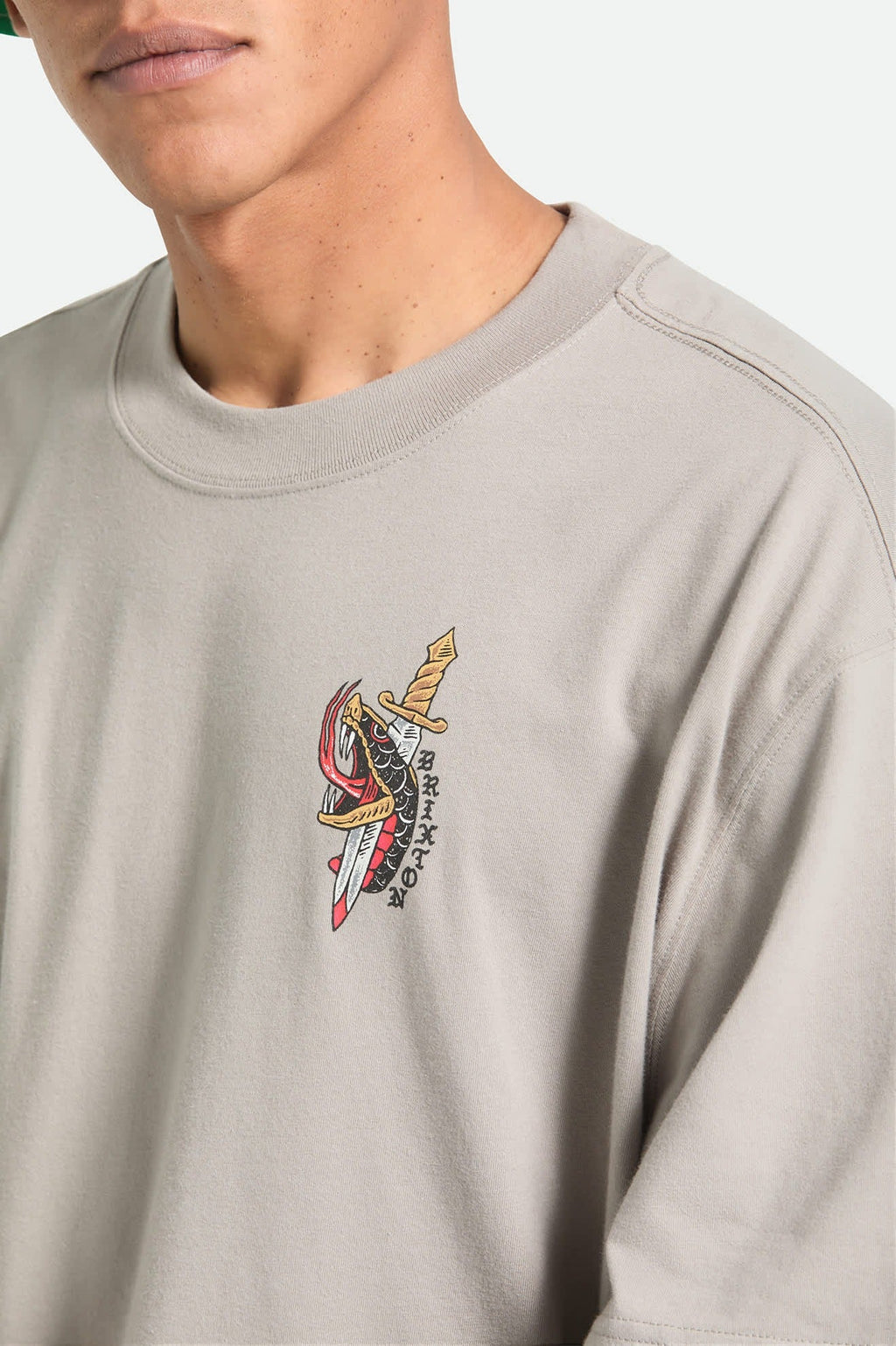 Sword Short Sleeve Boxed Crop T-Shirt - Pebble Stone