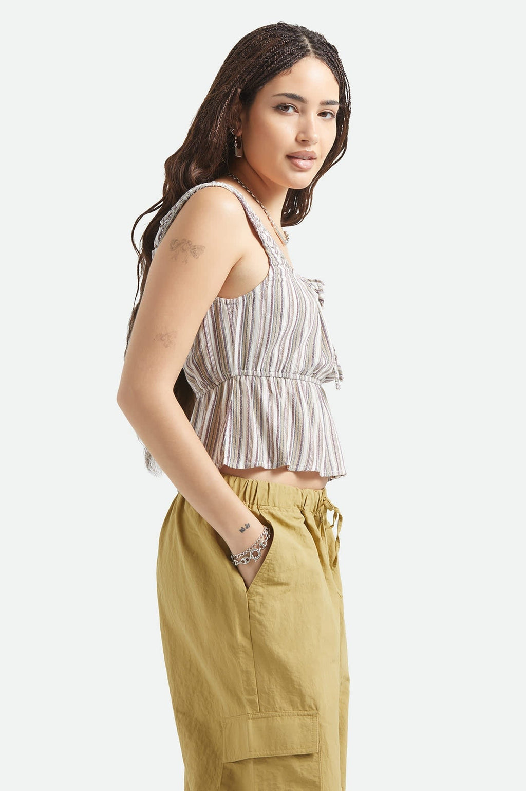 The Abigail Tie Top - Worn In Robust Red Stripe