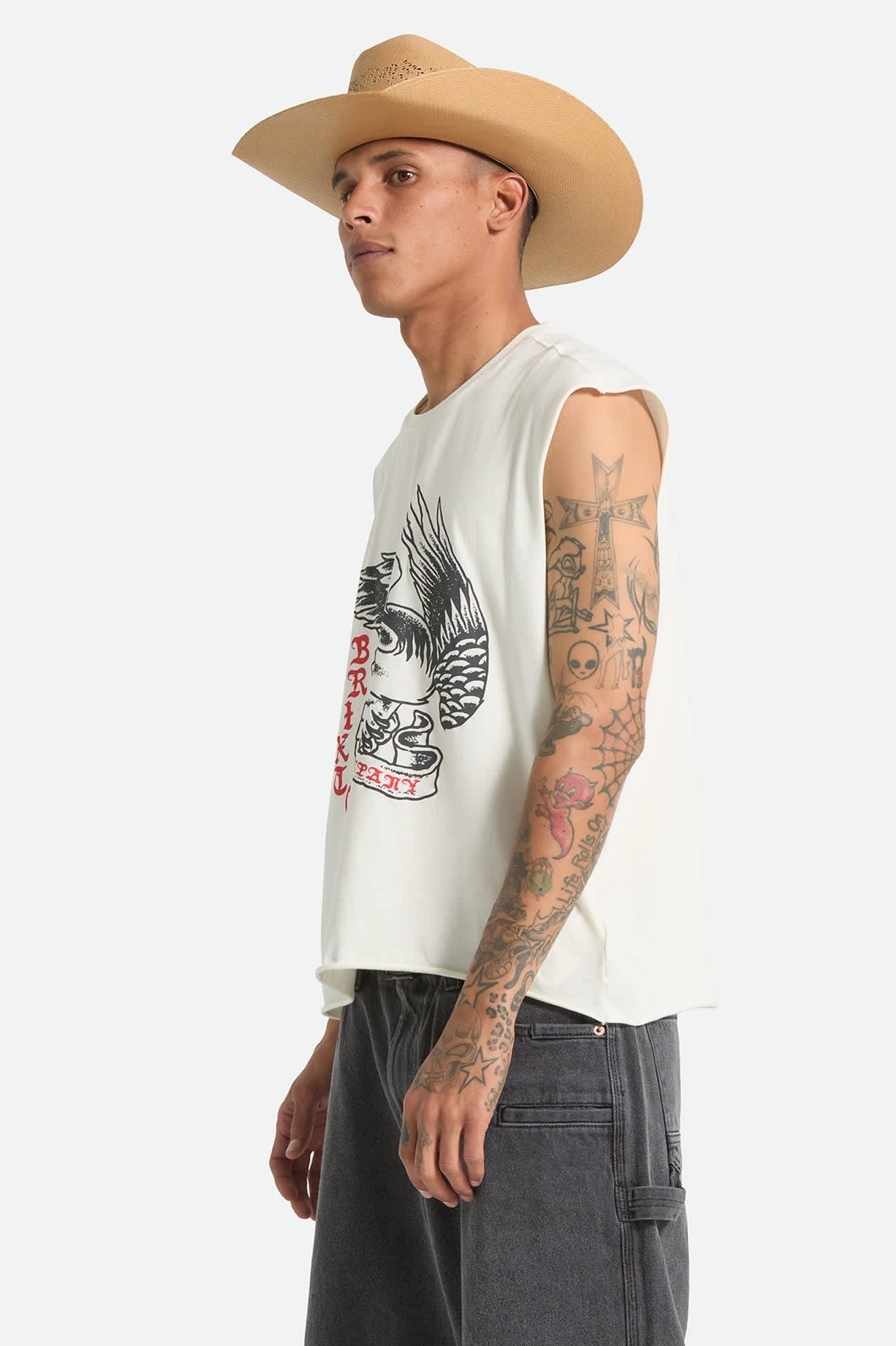 Wolcott Worn In Boxy Muscle Tank - Off White
