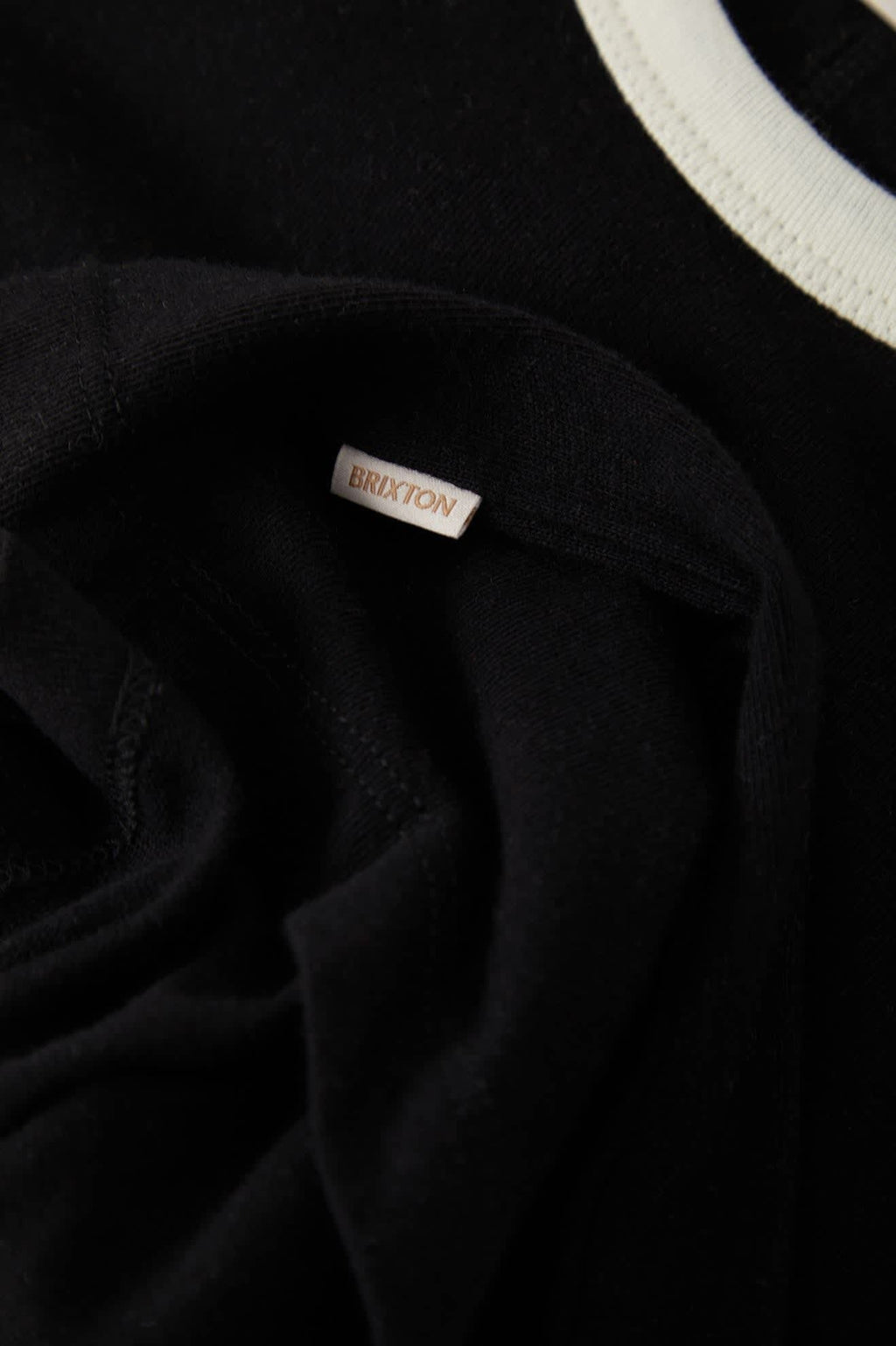 Carefree Organic Garment Dye Ringer T-Shirt - Black/Off White