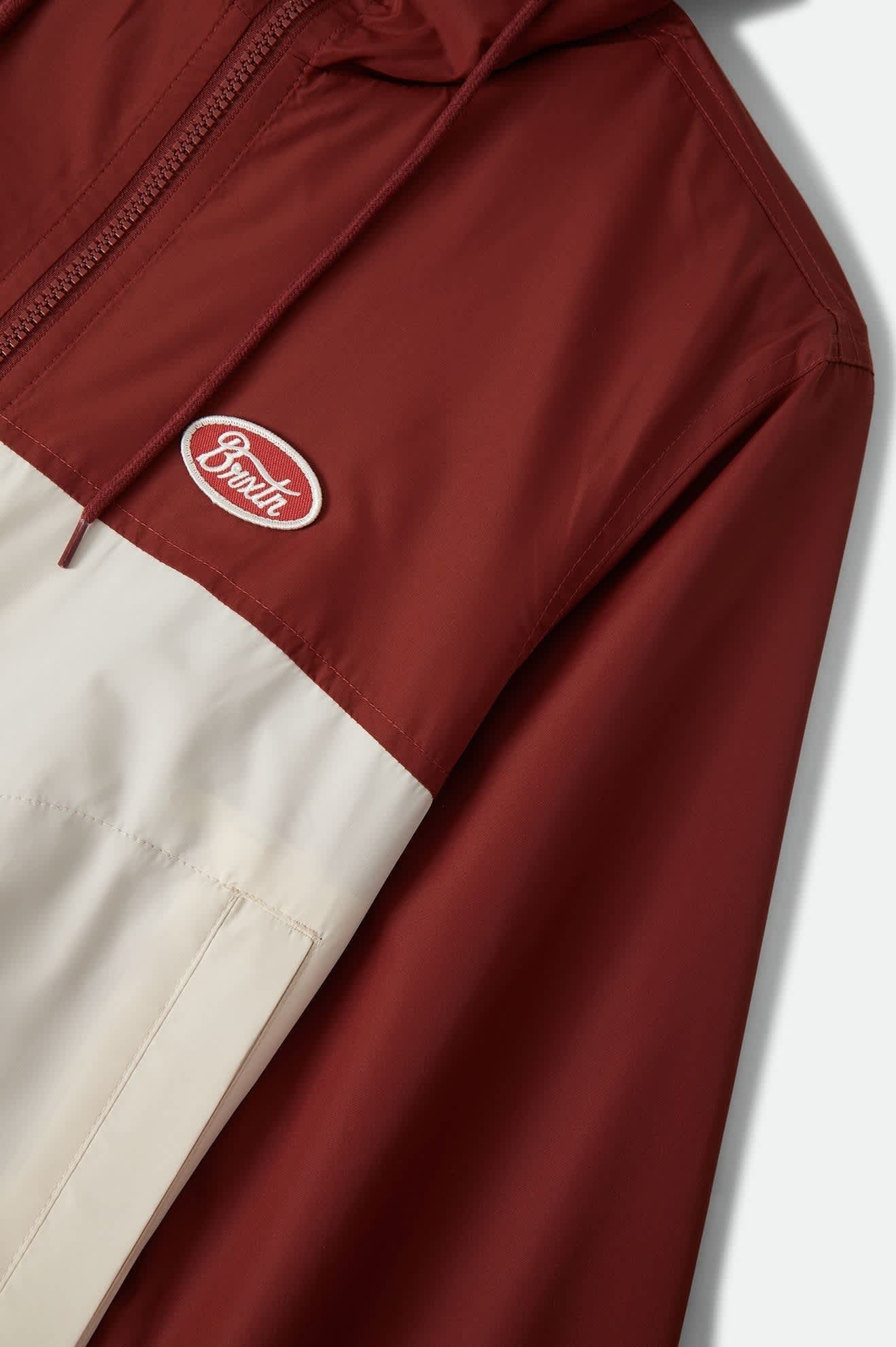 Parsons Lightweight Hooded Windbreaker - Dark Brick/Whitecap