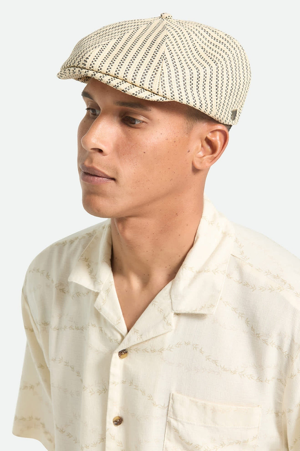 Brood Lightweight Newsboy Cap - Natural/Black Straw