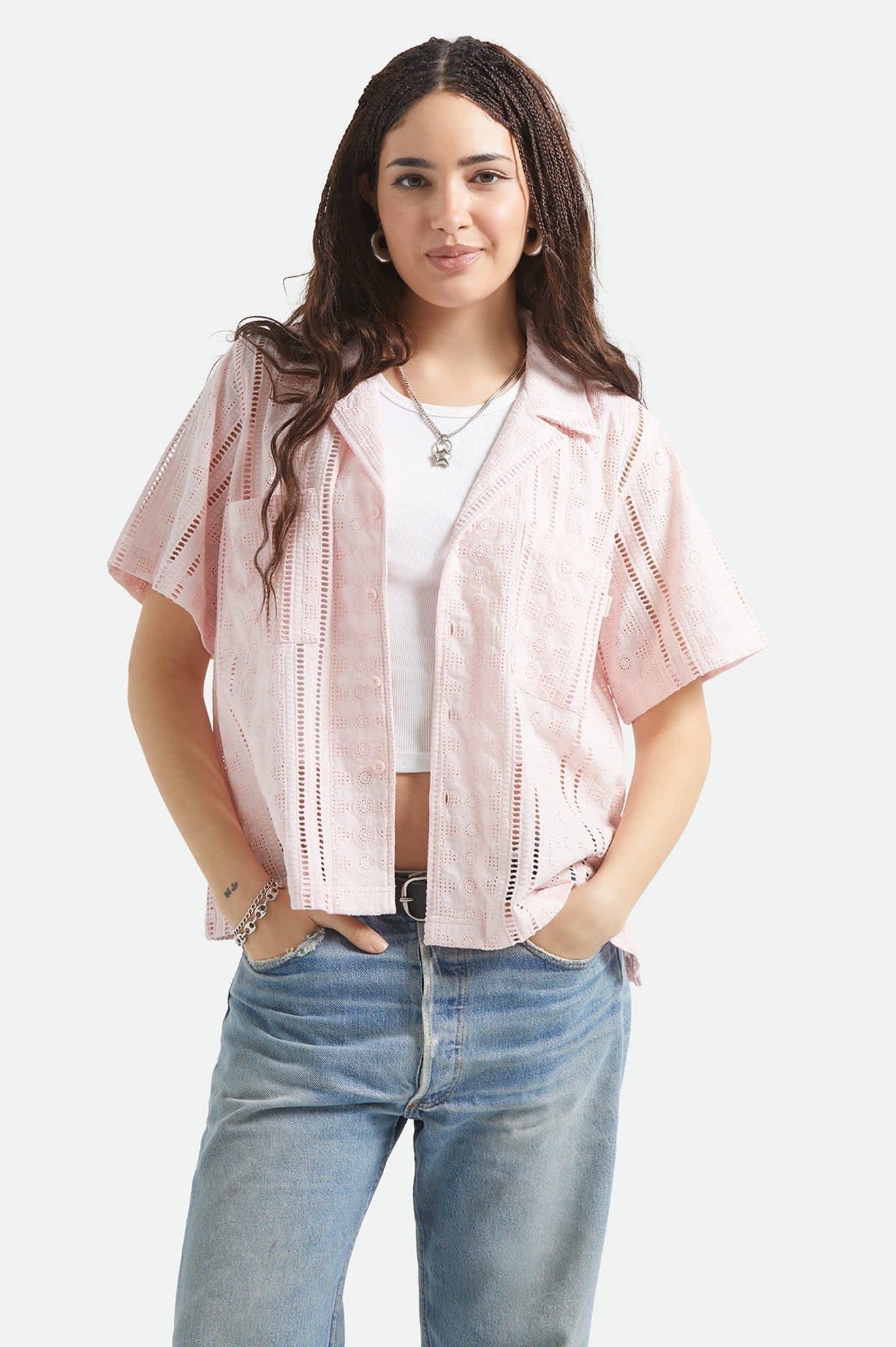 Paradise Lounge Short Sleeve Shirt - Chalk Pink