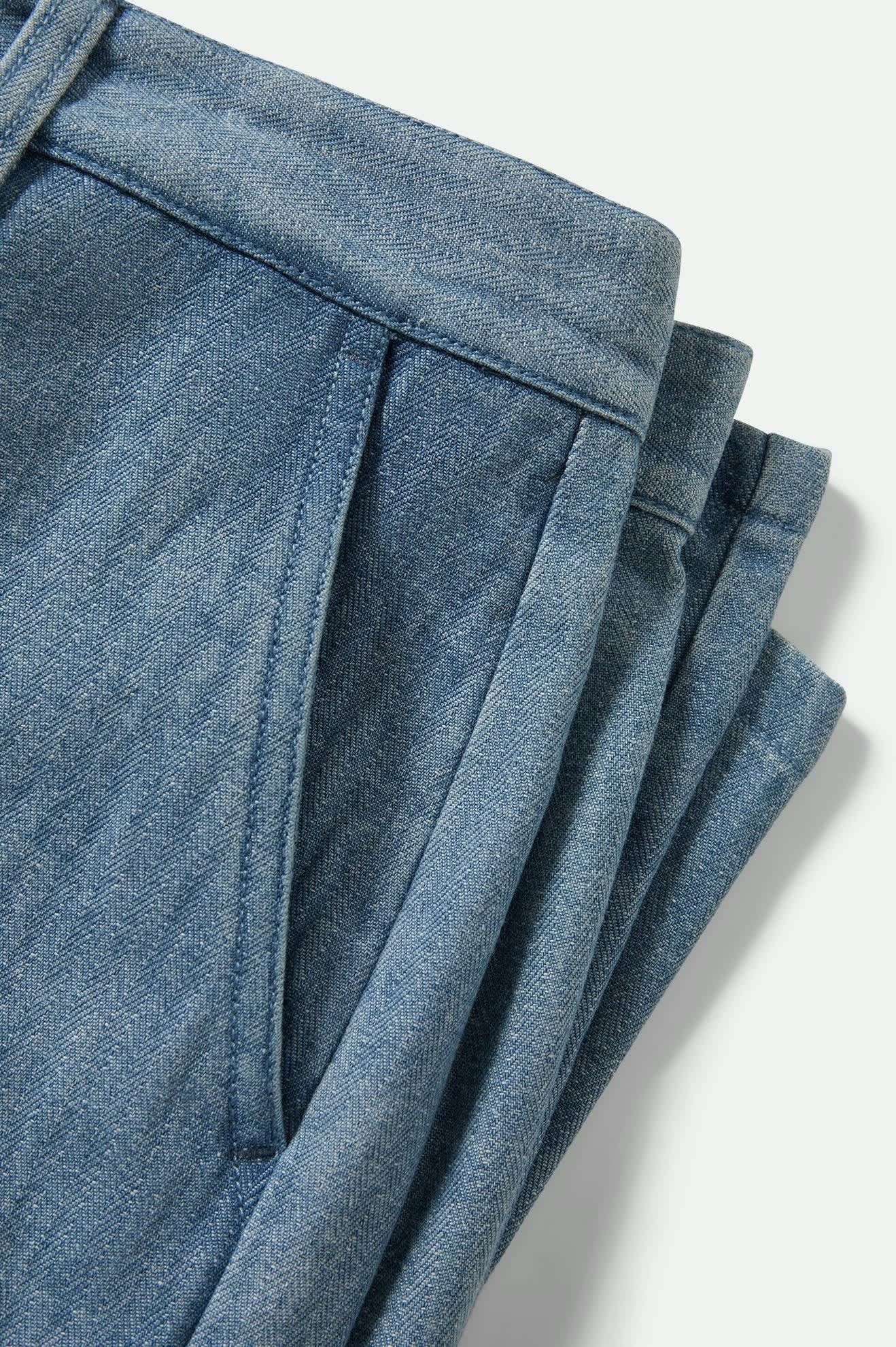 Choice Chino Baggy Short - Light Wash Denim Herringbone