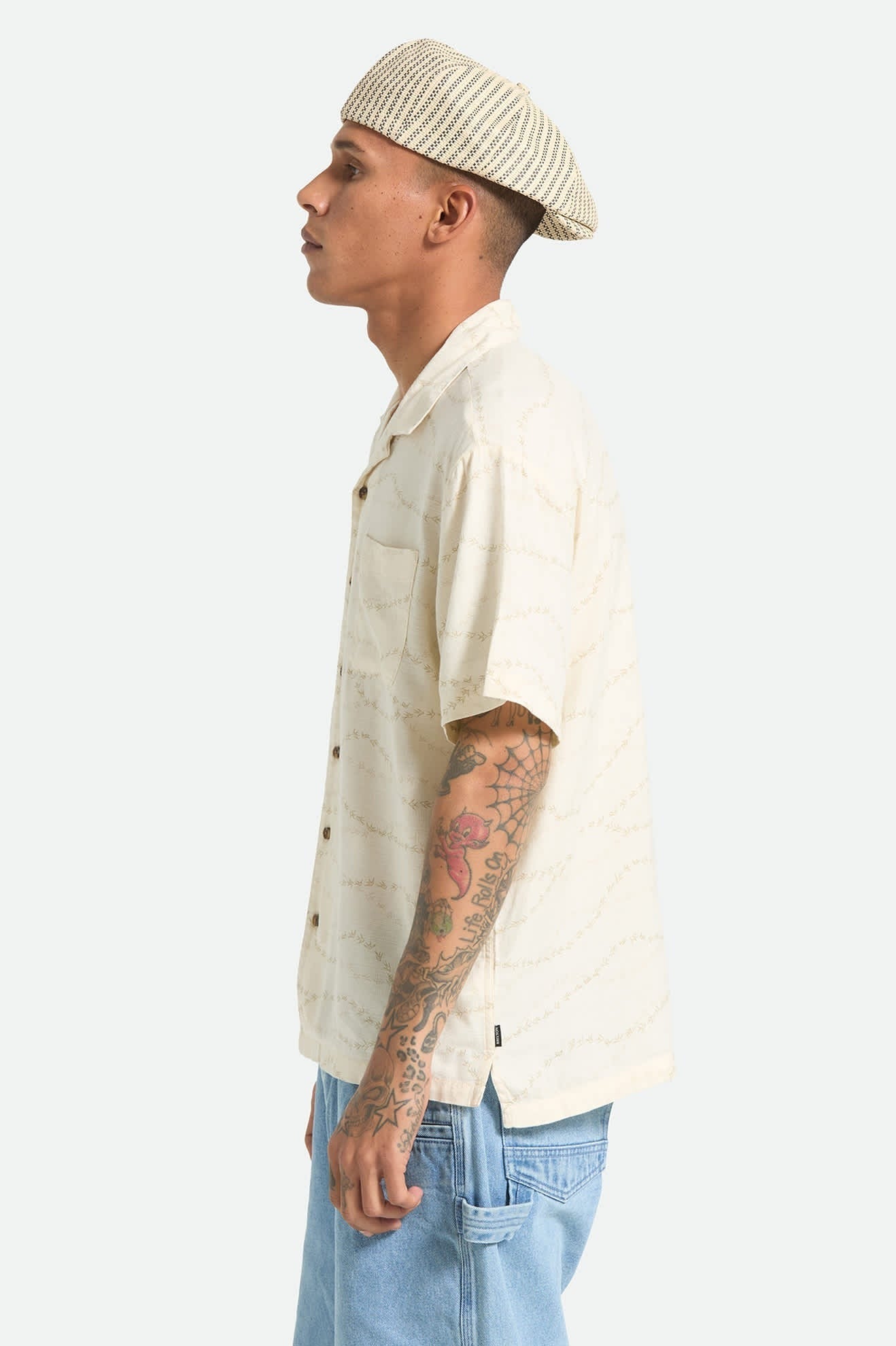 Bunker Slub Short Sleeve Shirt - Whitecap/Black Swallows
