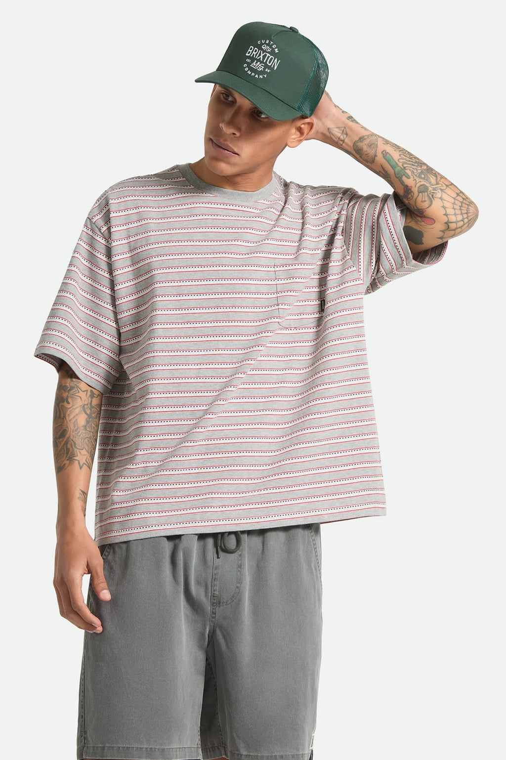 Poolside Pique Box Crop T-Shirt - Heather Grey