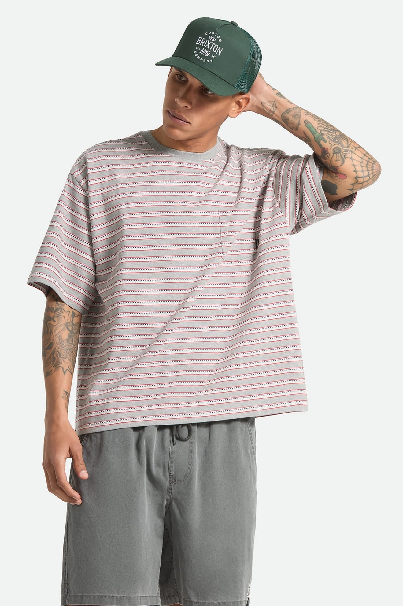 Poolside Pique Box Crop T-Shirt - Heather Grey