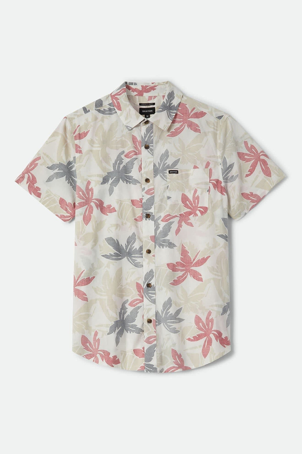 Charter Print Short Sleeve Shirt - Off White/Black/Red Palm Floral