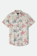 Charter Print Short Sleeve Shirt - Off White/Black/Red Palm Floral