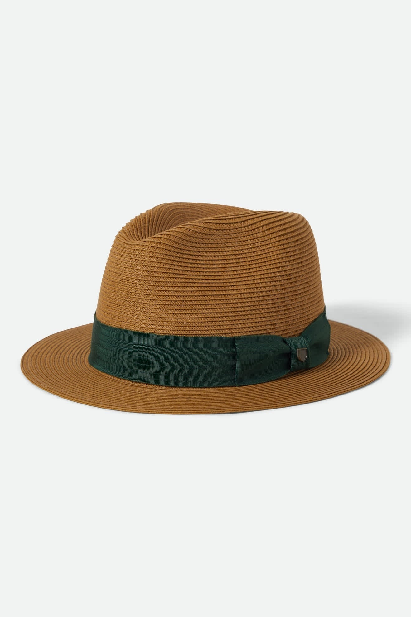 Roma Straw Packable Fedora - Dark Tan/Primal Green