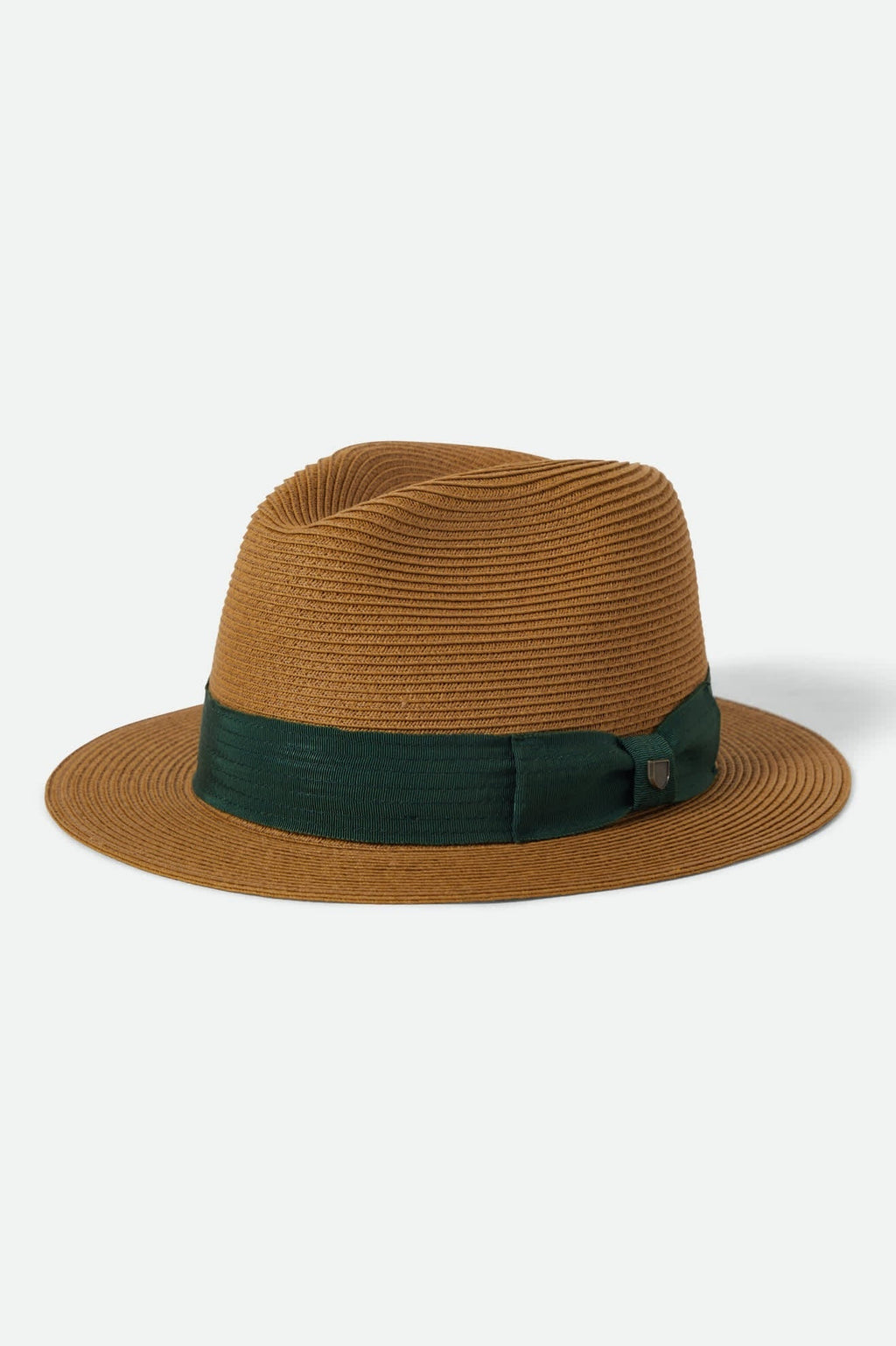 Roma Straw Packable Fedora - Dark Tan/Primal Green