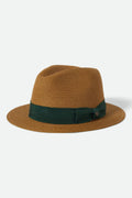 Roma Straw Packable Fedora - Dark Tan/Primal Green