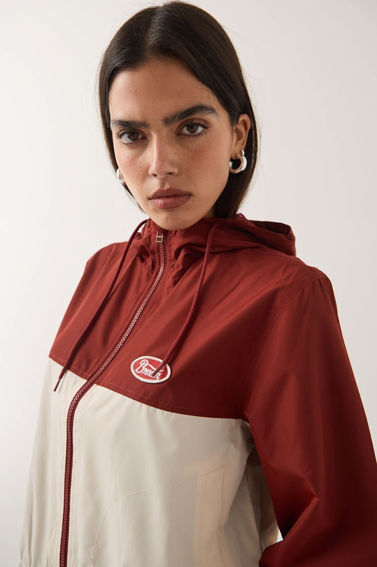 Parsons Lightweight Hooded Windbreaker - Dark Brick/Whitecap