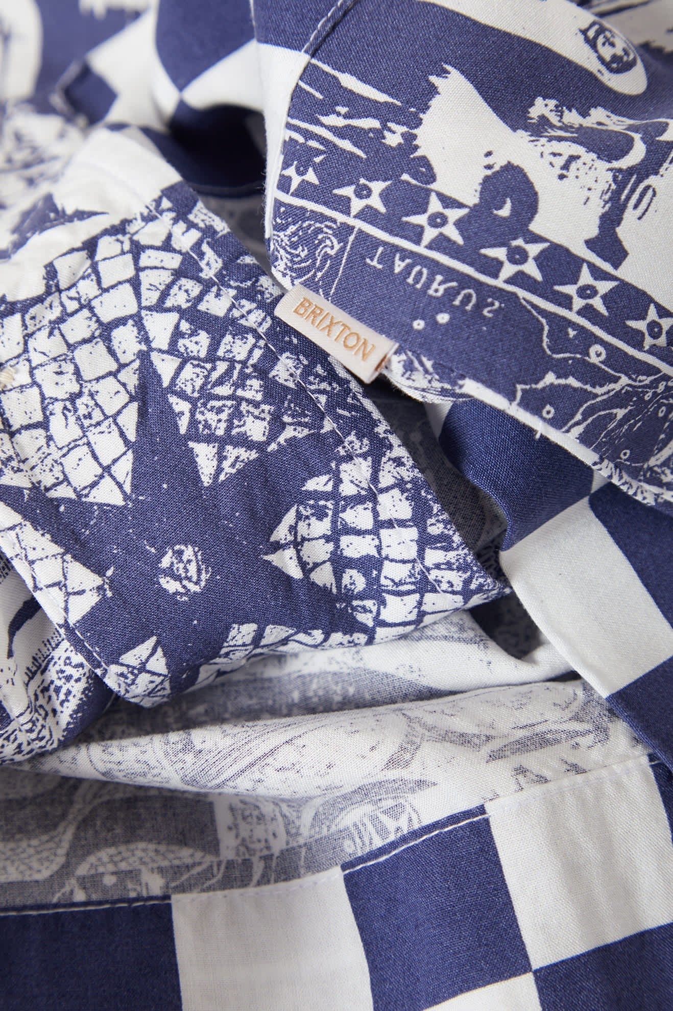 The Omar Button Down Short Sleeve Shirt - Navy/White Collage