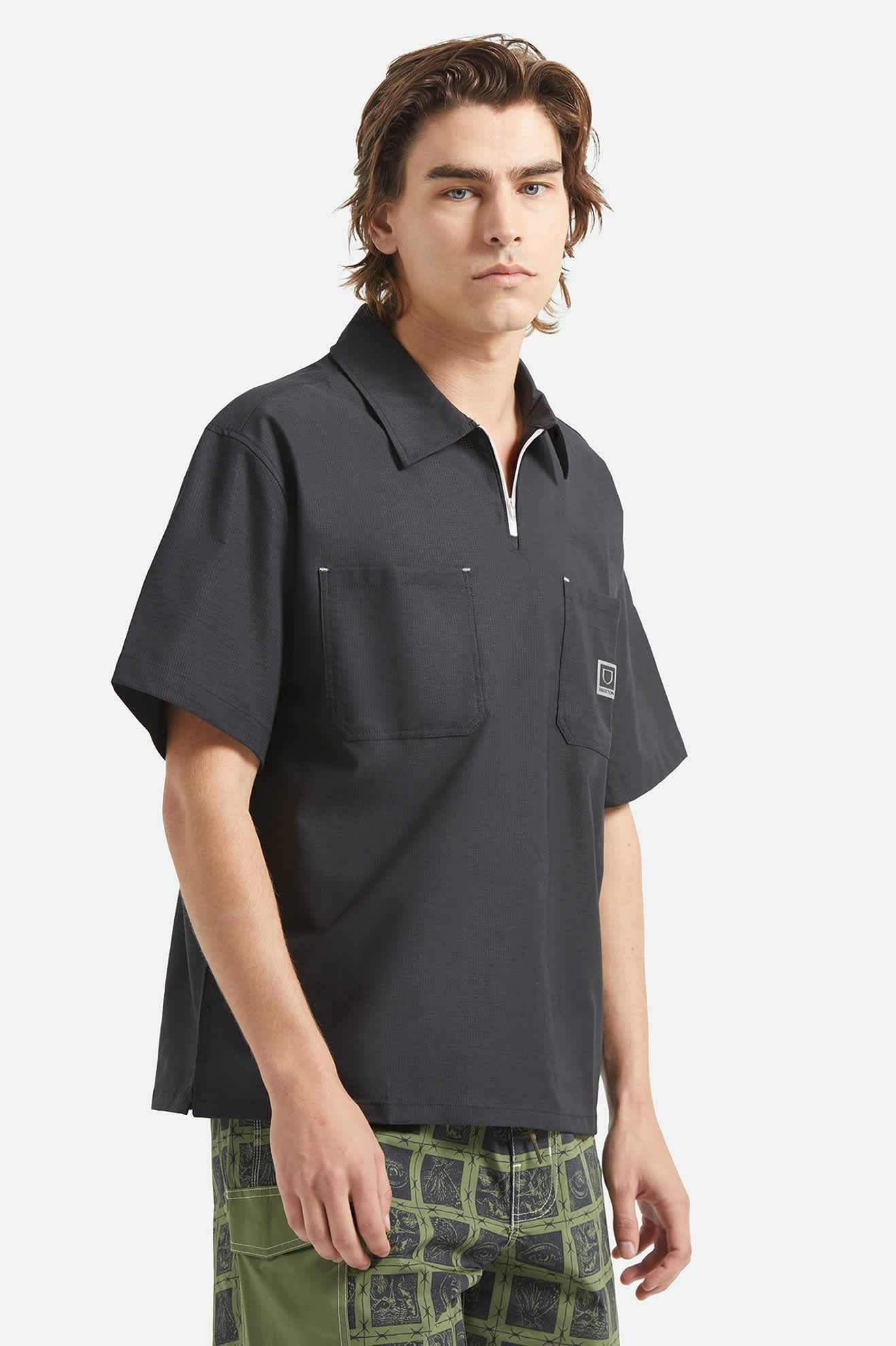 Journey Lightweight 1/2 Zip Cropped Short Sleeve Shirt - Black