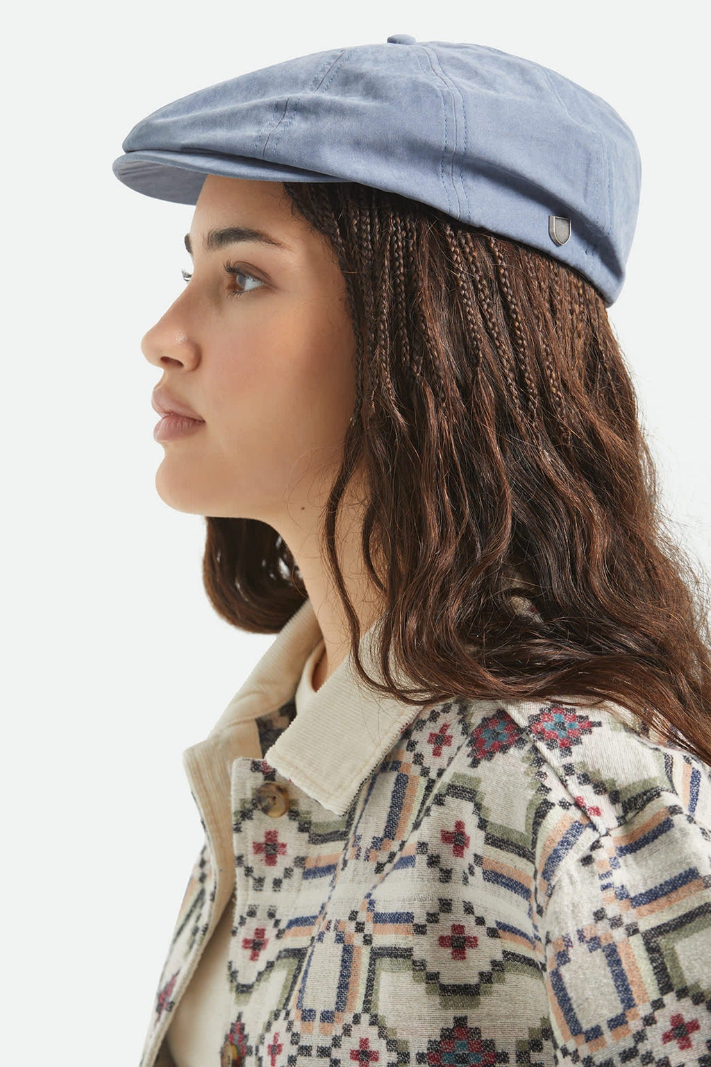 Brood Newsboy Cap - Slate Blue Brushed Satin