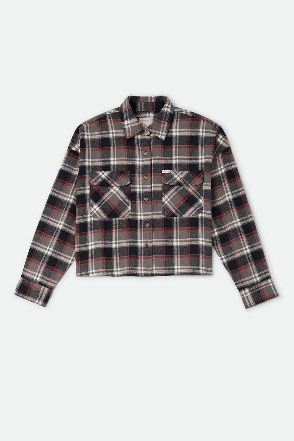 Bowery Crop Women's Overshirt - Washed Black Plaid