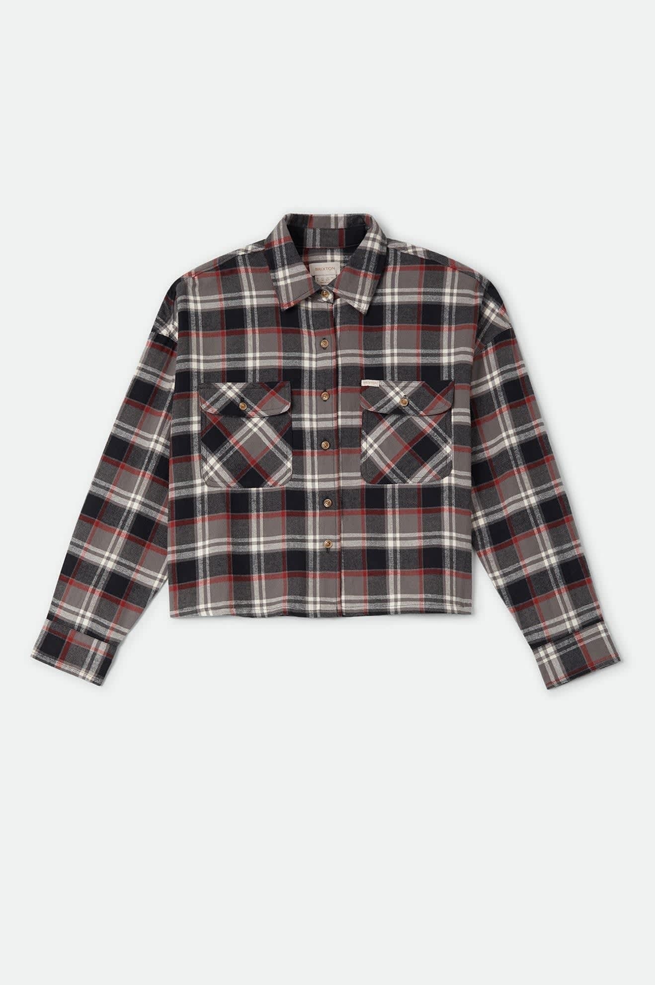 Bowery Crop Women's Overshirt - Washed Black Plaid