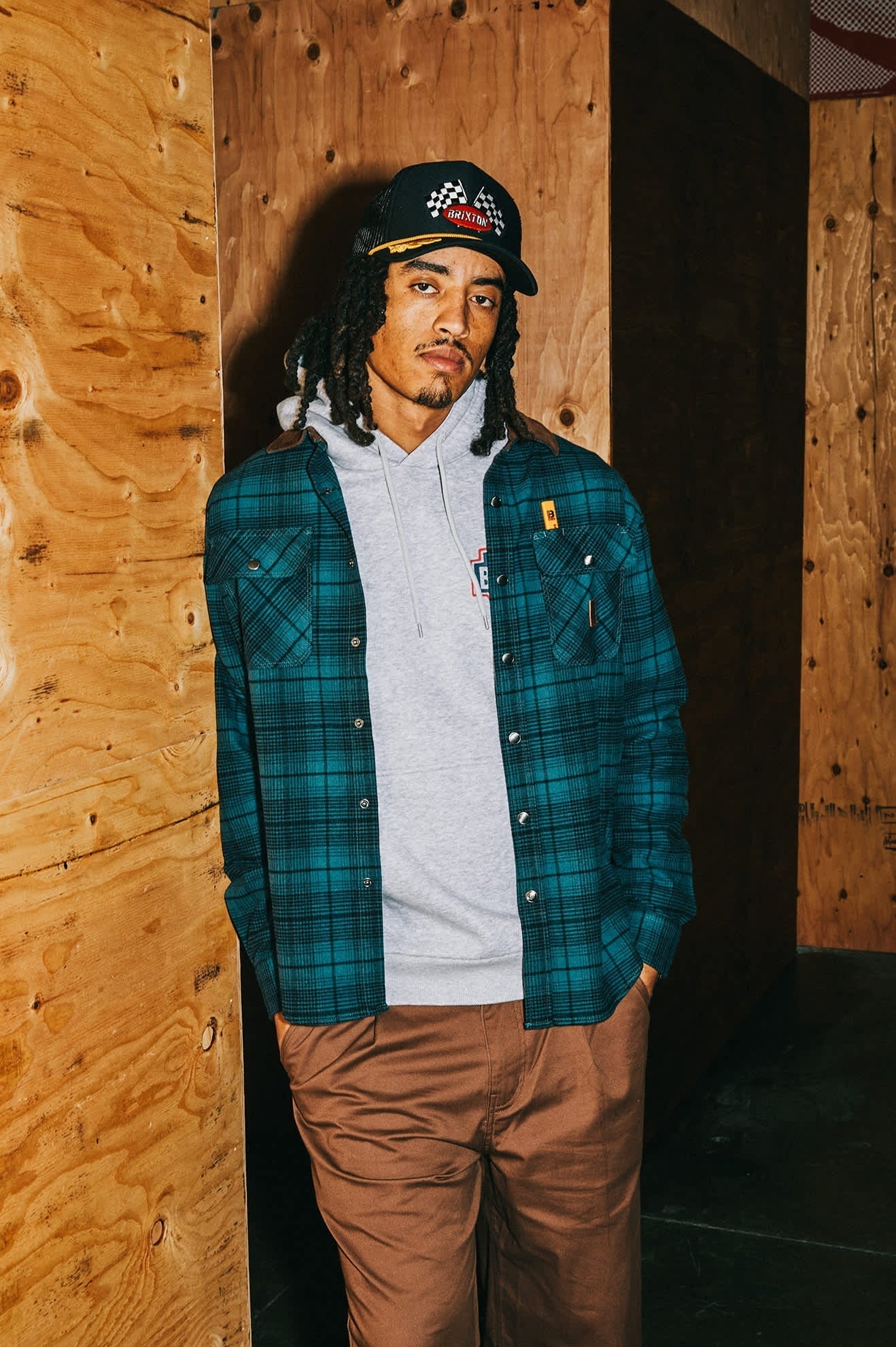 Builders Bowery Performance Flannel - Night Sage/Black