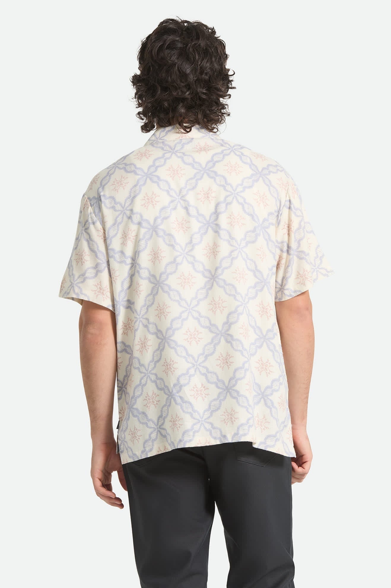Bunker Slub Short Sleeve Shirt - Off White/Blue Tile