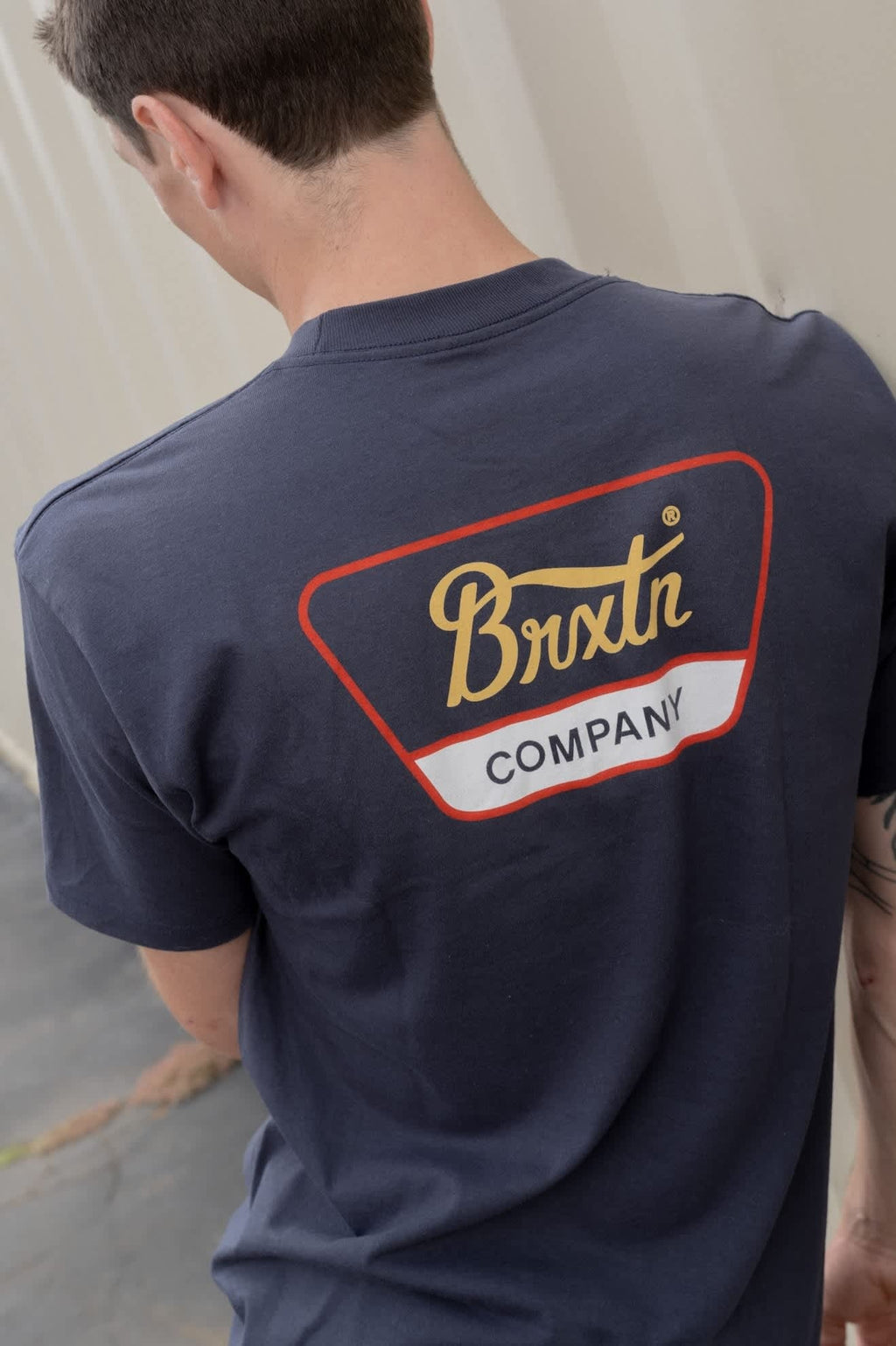 Linwood Short Sleeve Standard T-Shirt - Navy/Red/Copper