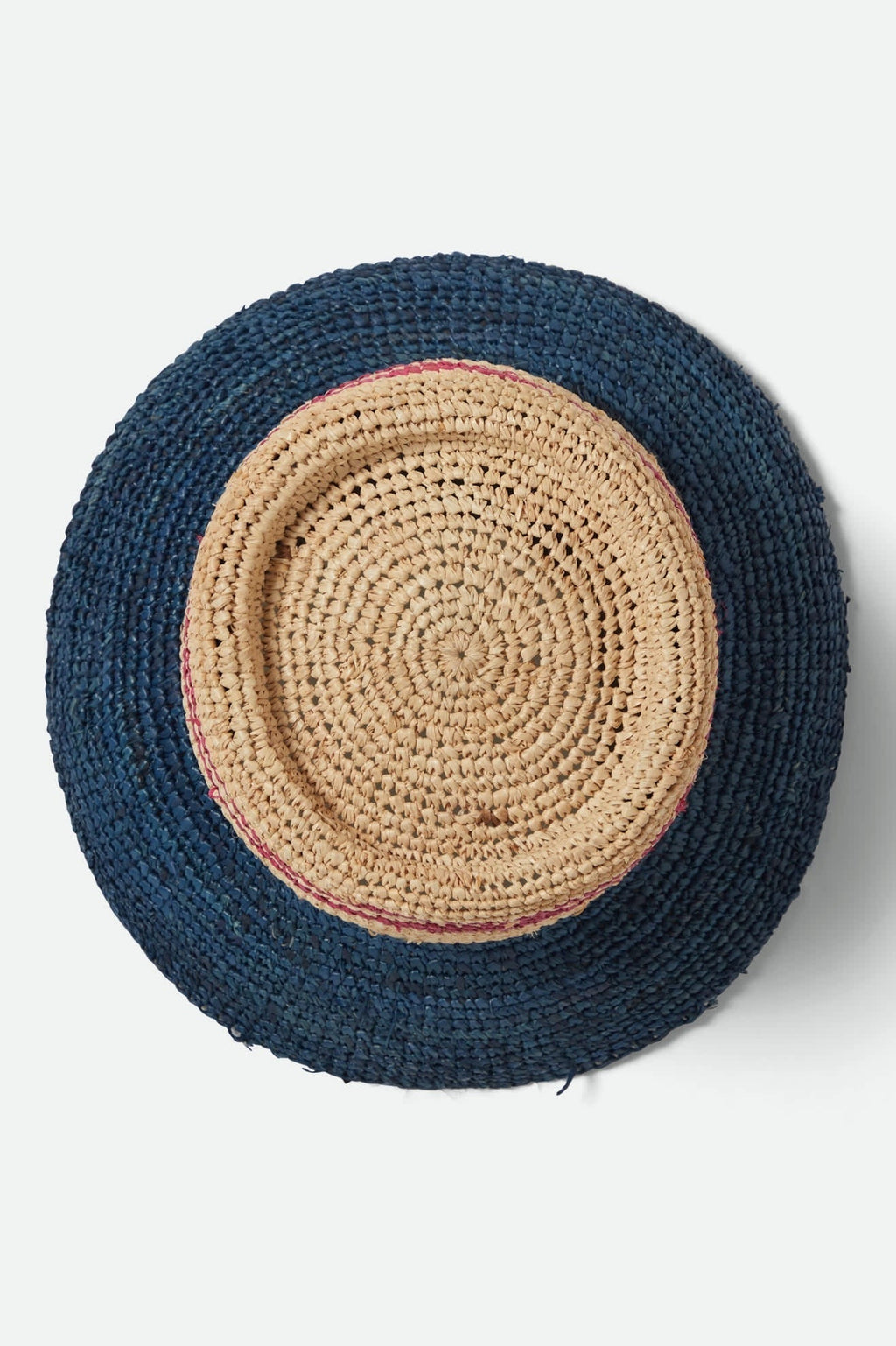 Ellee Straw Bucket Hat - Natural/Navy/Red