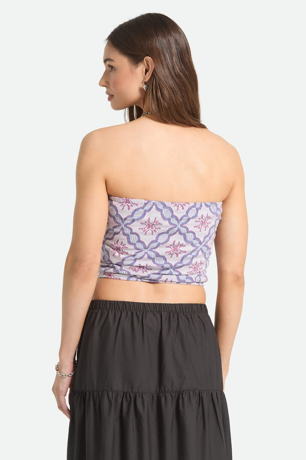 Hot To Go Tube Top - Off White/Blue Tile