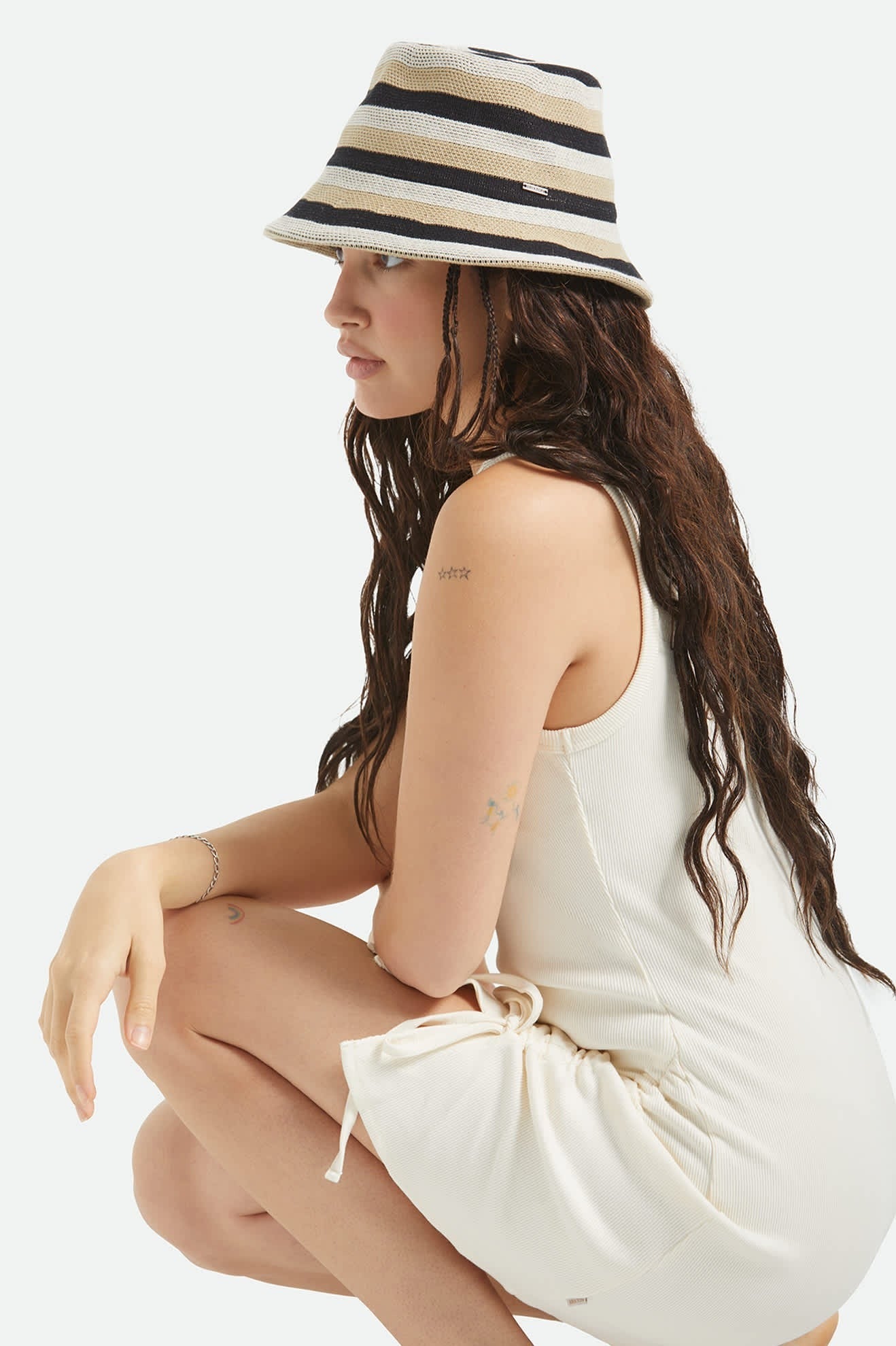 Lisboa Knit Packable Bucket Hat - Black/Sand/Whitecap