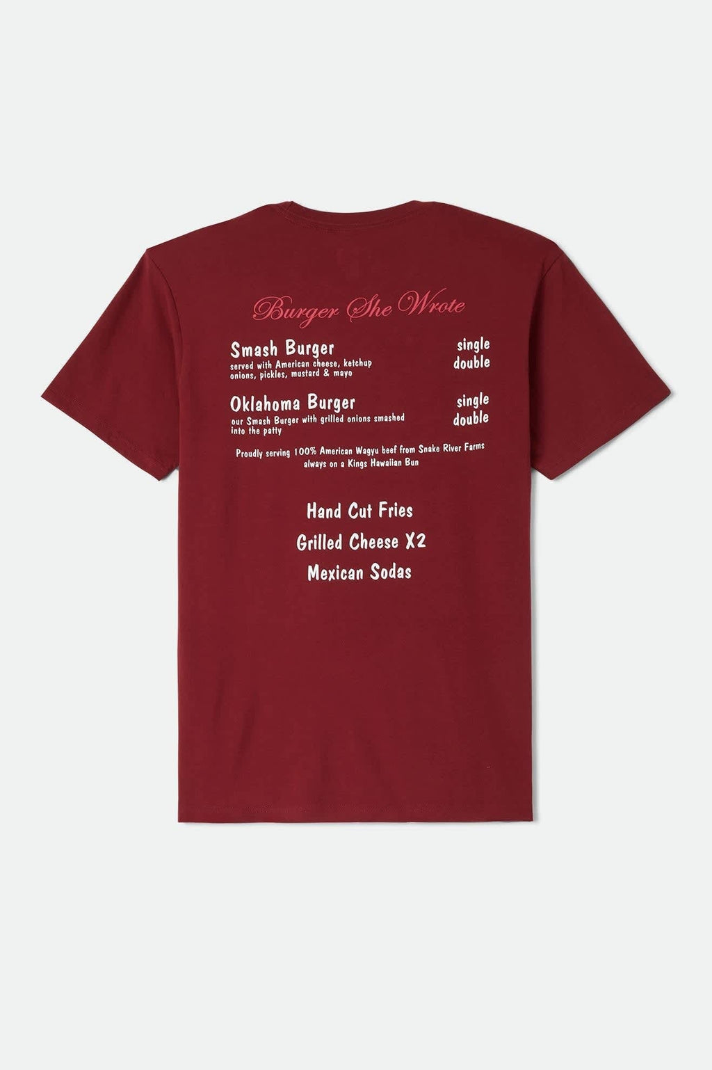 Burger She Wrote Pocket T-Shirt - Burgundy