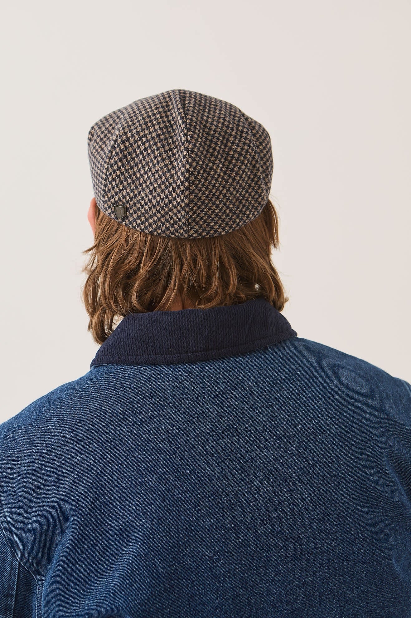 Hooligan Flat Cap - Navy/Sand Houndstooth